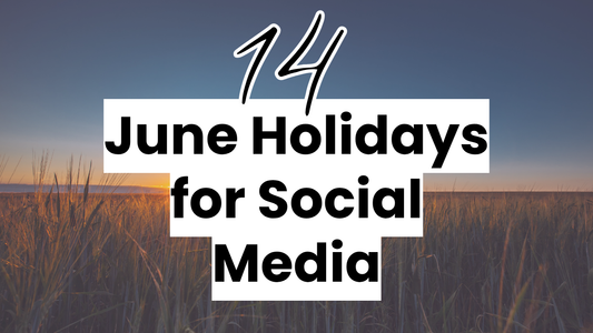 a summer sunset graphic with the text "14 June Holidays for Social Media"