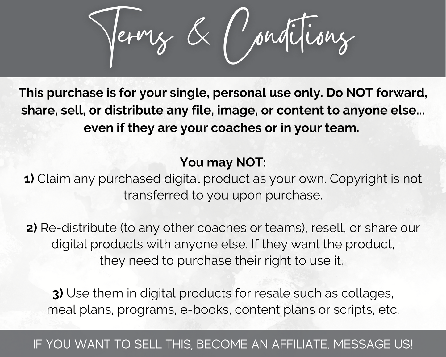 A ready to post flyer with the words 'terms and conditions' from Socially Inclined's Business Success Social Media Post Bundle with Canva Templates.