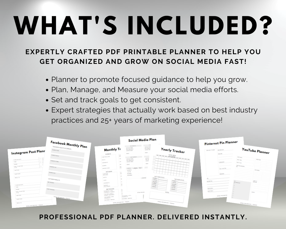 A Get Socially Inclined Social Media Planner for Solopreneurs and Small Business Owners with the text what's included?.