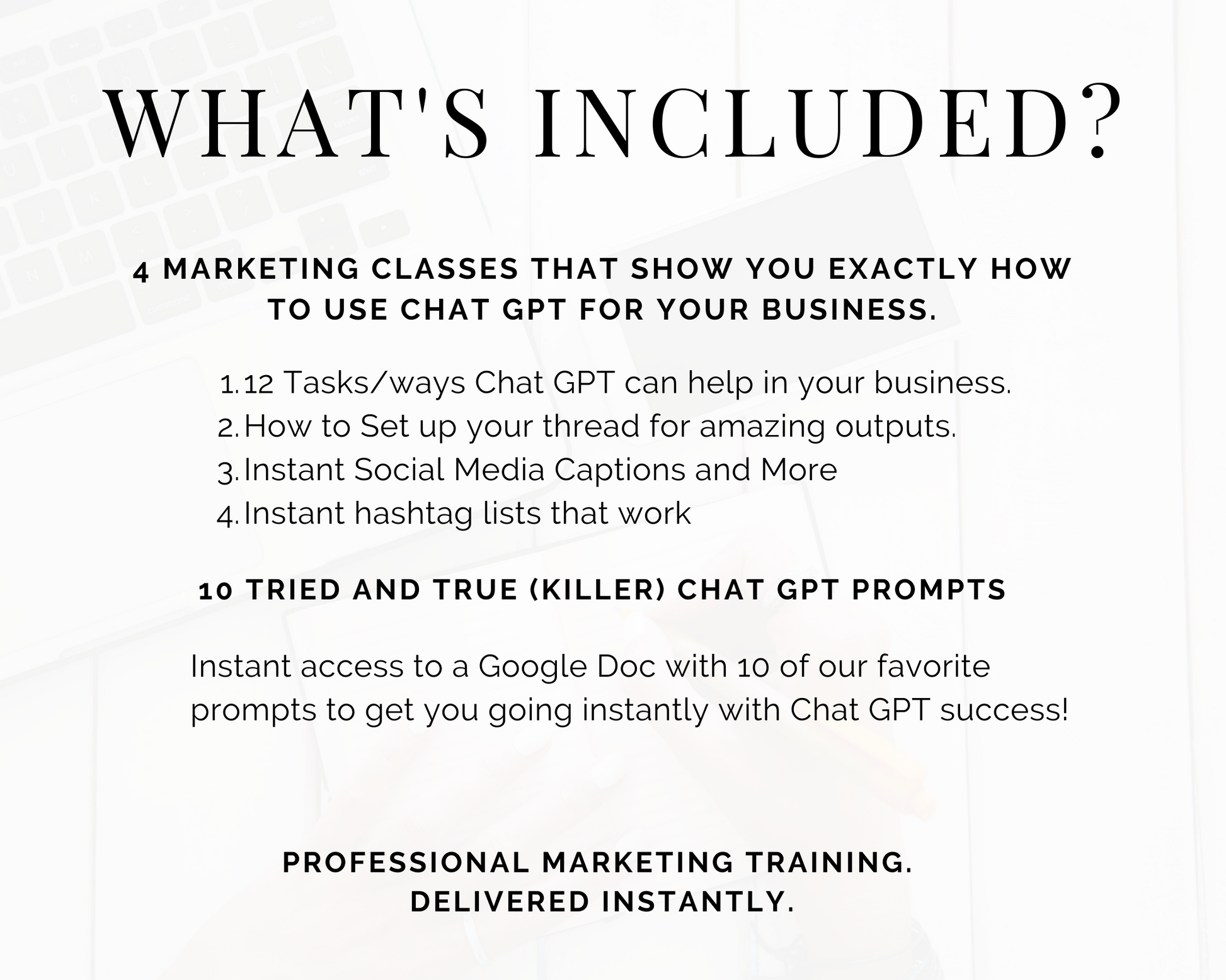 Harness the potential of Chat GPT with our "Chat GPT Marketing 101: The Essential Course for Small Business Owners" from Get Socially Inclined. This comprehensive package features expert-led classes and targeted prompts, providing instant access to all materials. Enhance your marketing strategies today!
