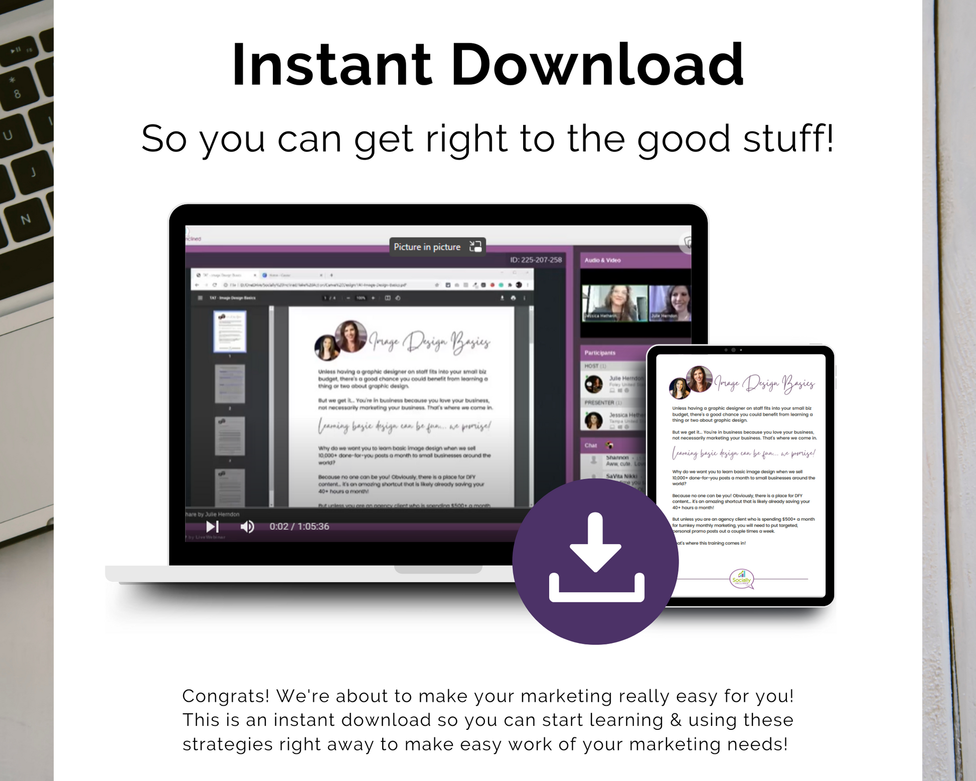 Instant download for quick access to the TAT - Canva - Image Design Basics Masterclass by Get Socially Inclined.