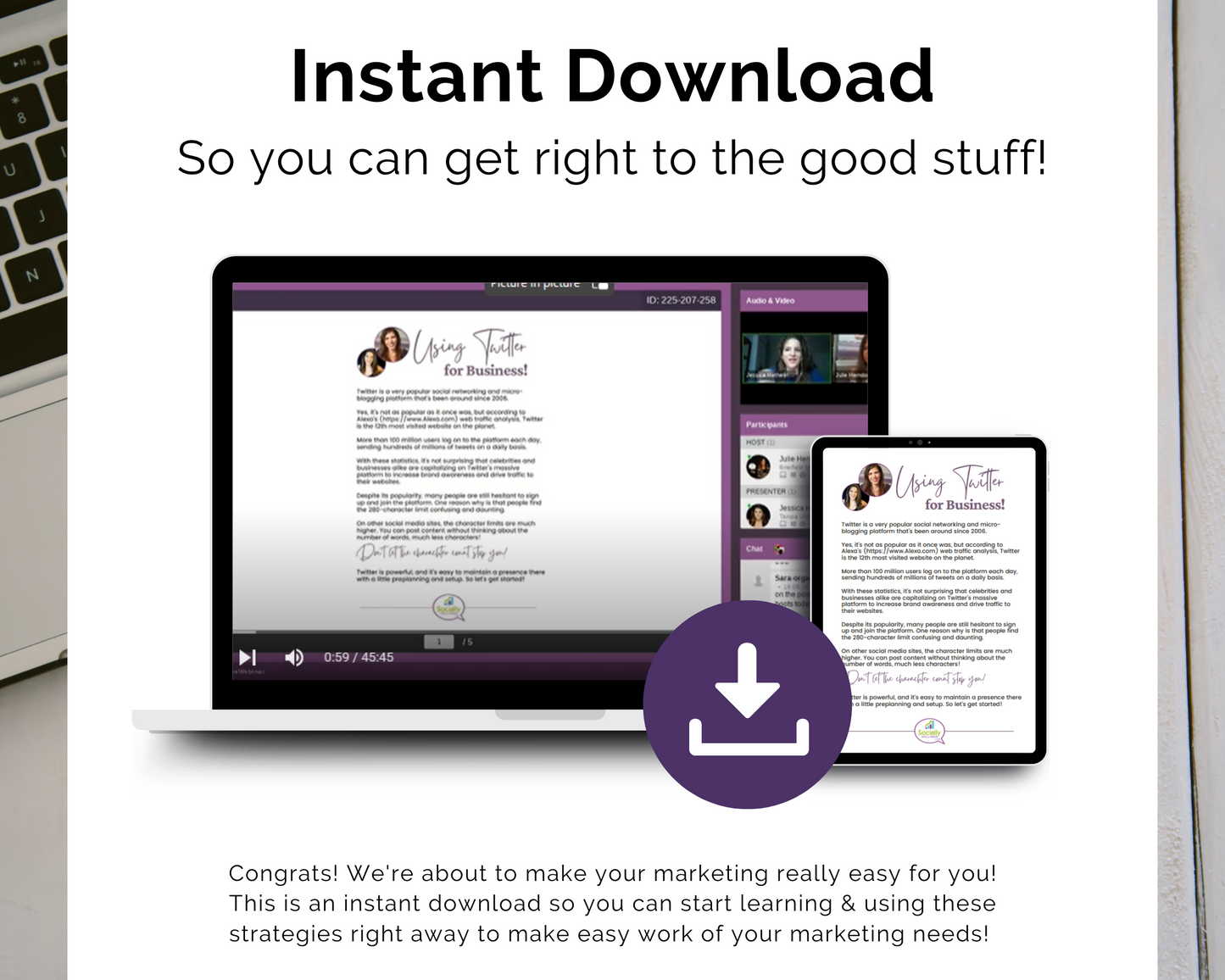 Instant download so you can get right to the TAT - Twitter X for Business Masterclass by Get Socially Inclined.