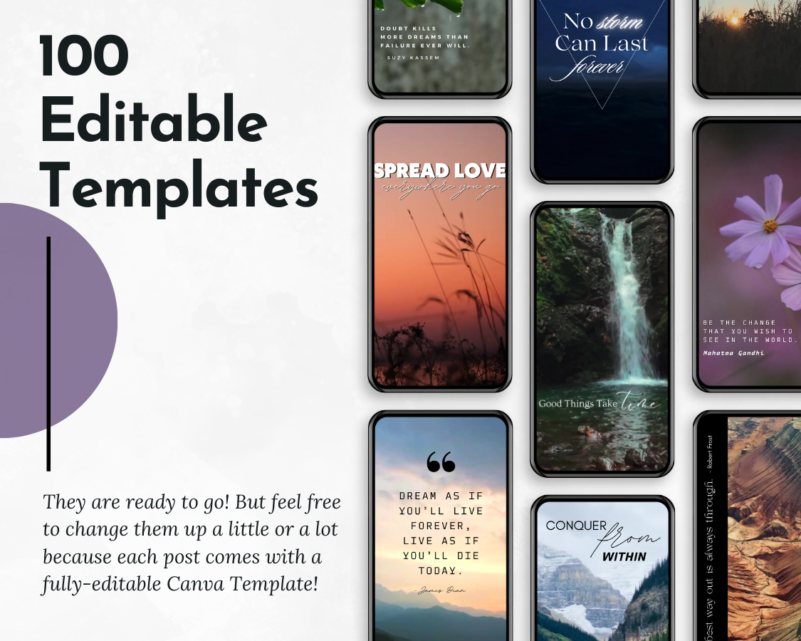100 Canva Templates for Instagram Reels | Pre-made TikTok Videos, Facebook Reels, Pinterest Idea Pins, and YouTube Shorts