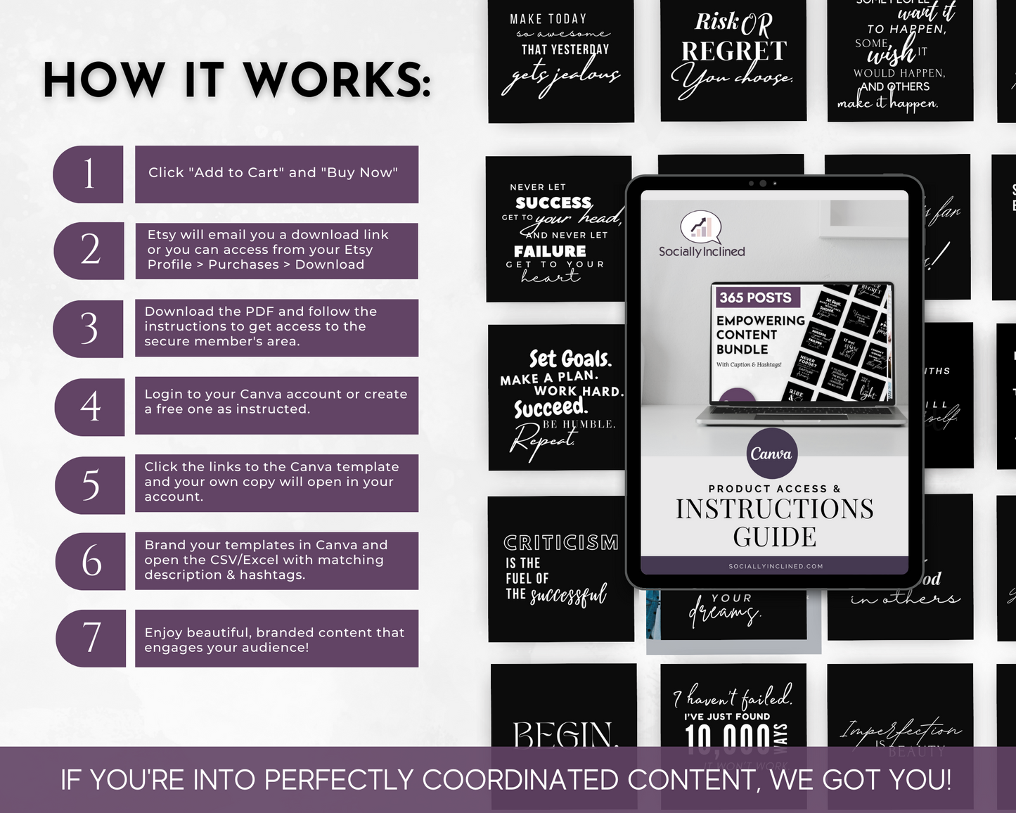 Empowering "Girl Boss Style" Social Media Post Bundle and Instruction Guide with Canva Templates from Socially Inclined.