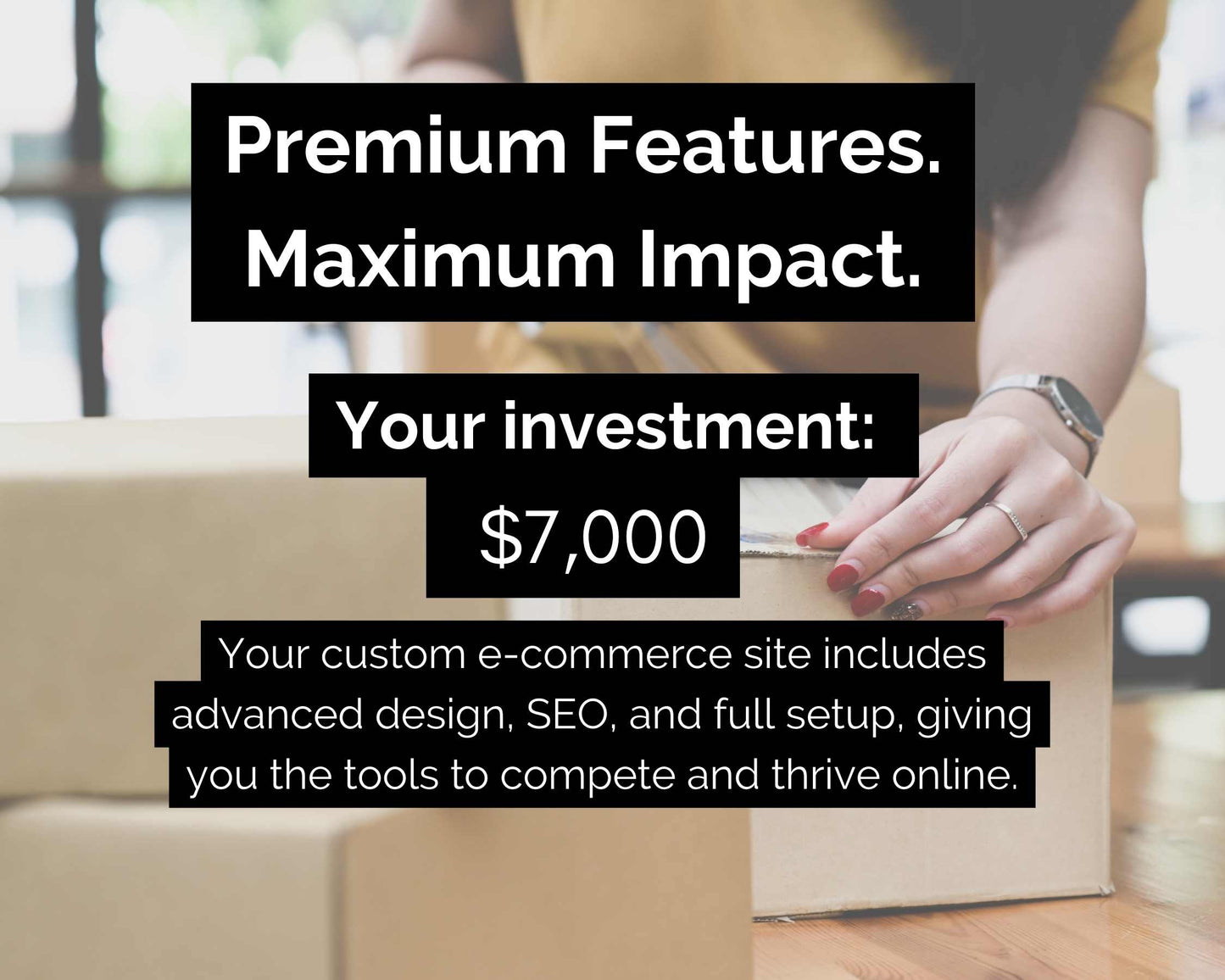 Explore the benefits of Socially Inclined's Premium E-Commerce Website Design Package for only $7,000. This includes a custom e-commerce website design with advanced SEO-optimized titles and complete setup. Enjoy mobile optimization and elevate your online business with a professional, seamless experience.