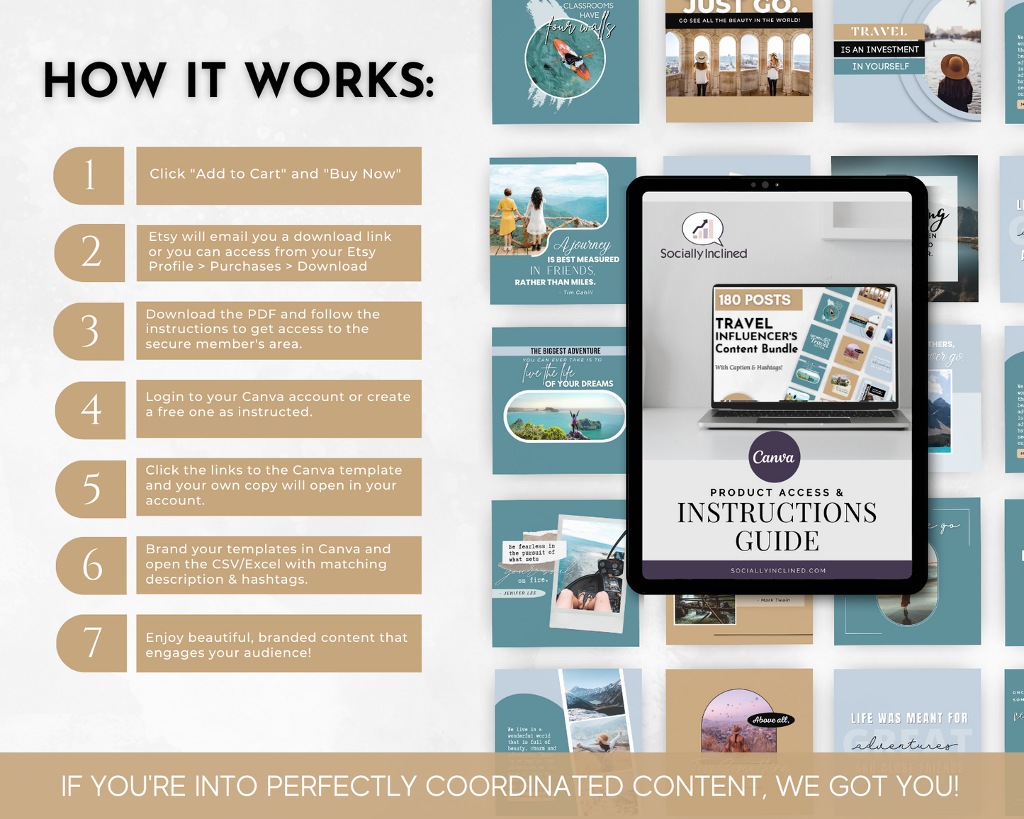 Discover an incredible adventure as you travel through captivating destinations and immerse yourself in rich and captivating content with Socially Inclined's TRAVEL Agent's Social Media Post Bundle with Canva Templates. Witness how it works.