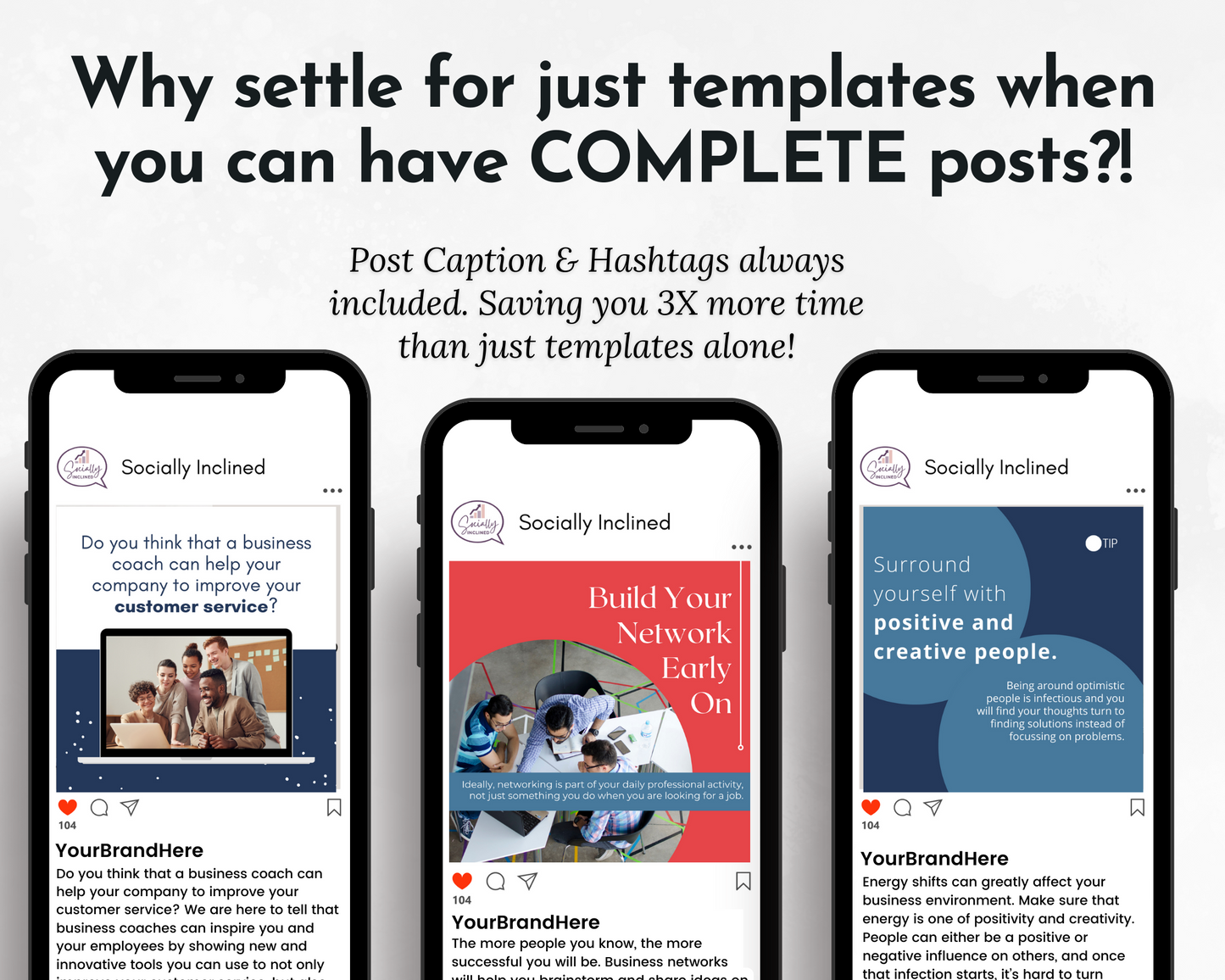 Keywords: Socially Inclined Business Coaching Social Media Post Bundle with Canva Templates, complete post
