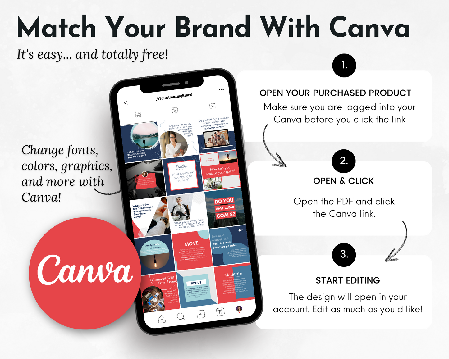Match your Socially Inclined brand with the Business Coaching Social Media Post Bundle with Canva Templates through creative text.