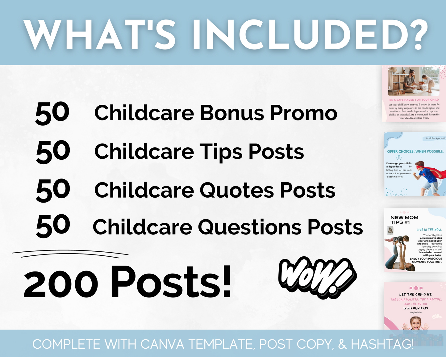 Childcare Social Media Post Bundle with Canva Templates