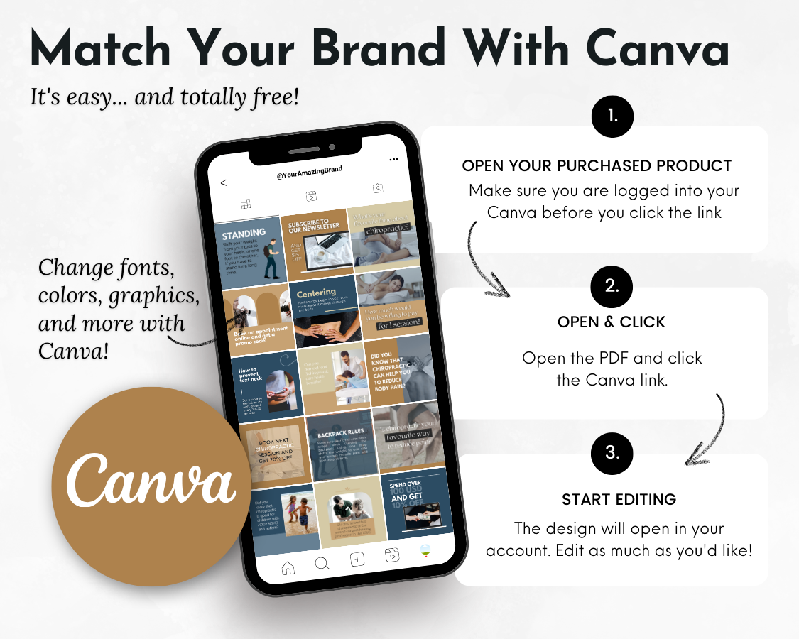 Match your brand with Chiropractic Social Media Post Bundle through targeted social media posts.