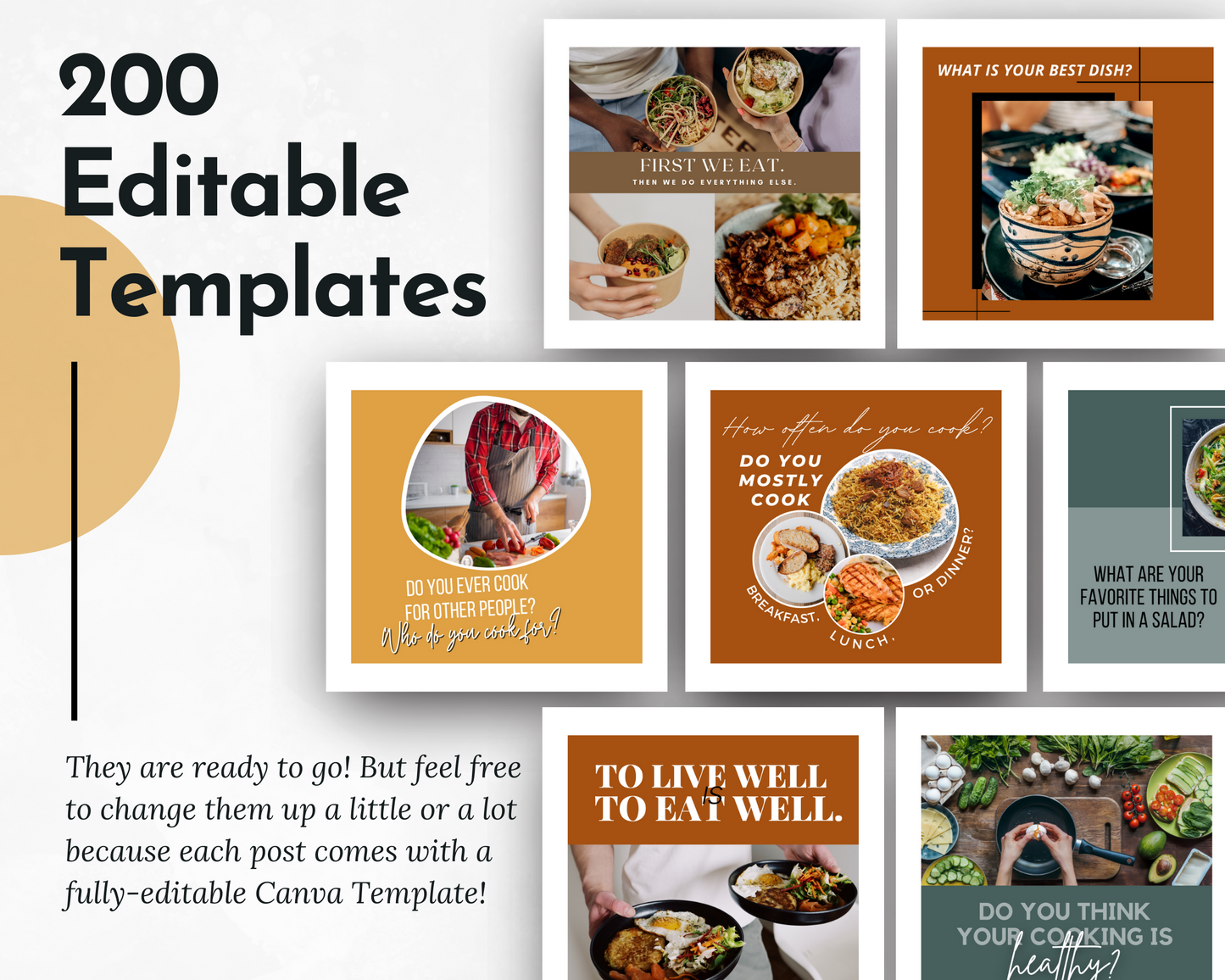 200 Cooking Social Media Post Bundle with Canva Templates from Socially Inclined.