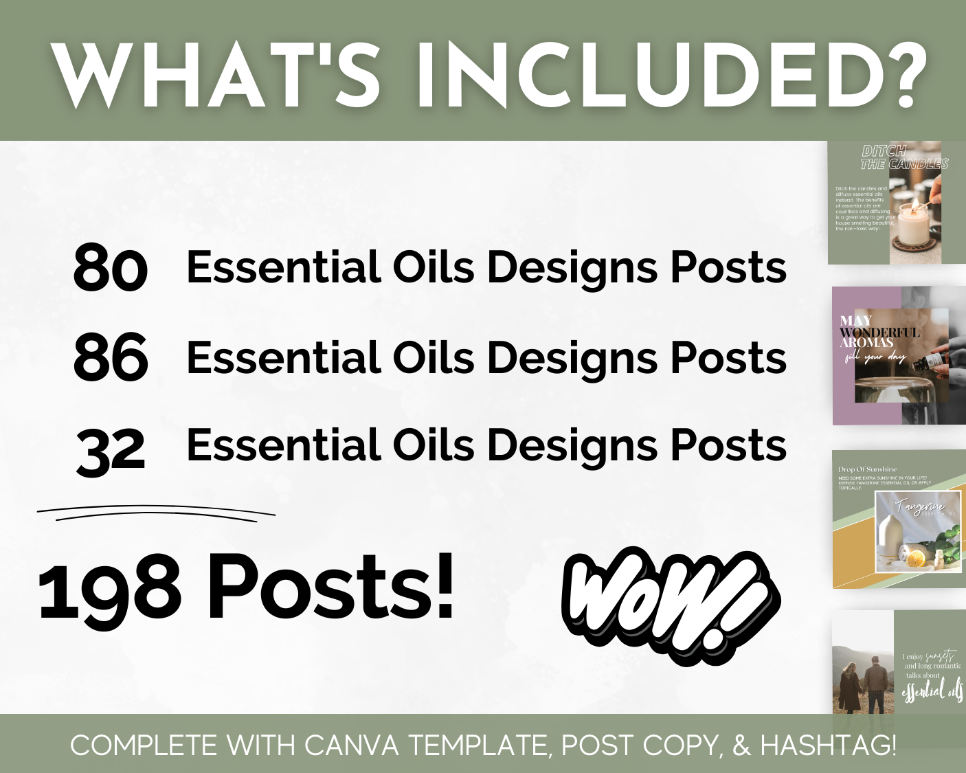Essential Oils Social Media Post Bundle with Canva Templates