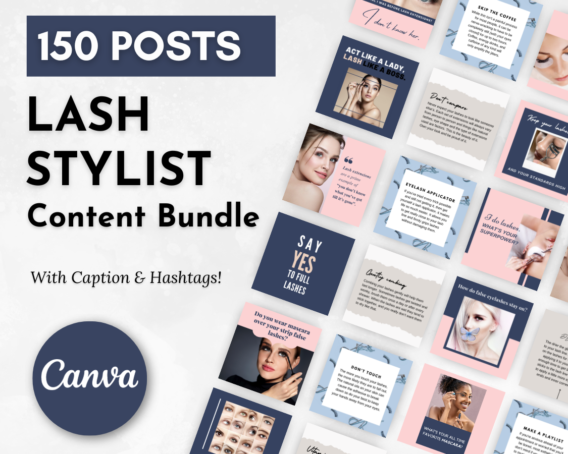 Lash Stylist Social Media Post Bundle with Canva Templates