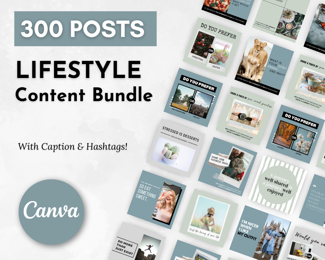 Lifestyle Social Media Post Bundle with Canva Templates