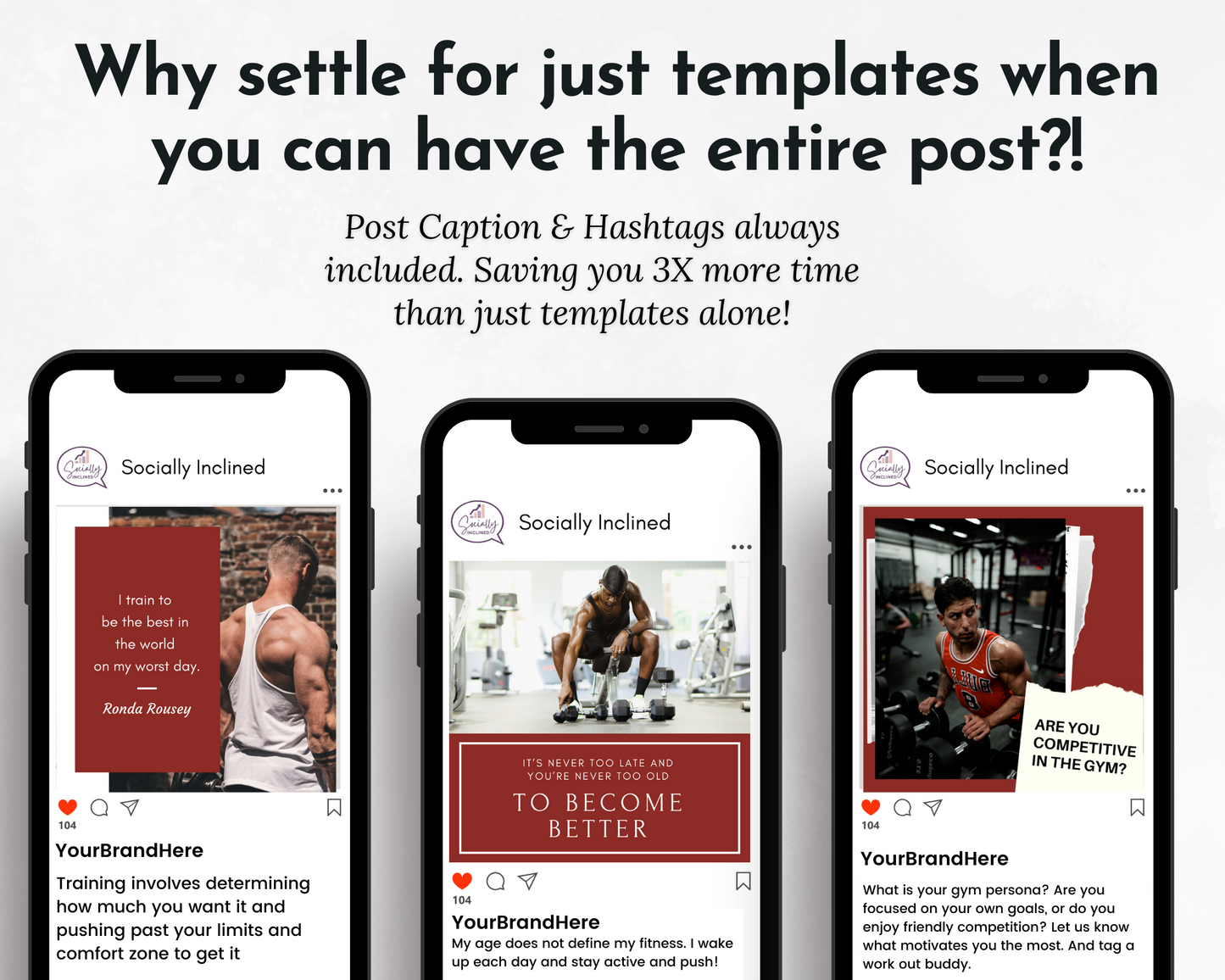 Why settle for just templates when you can have the entire Men's Fitness Social Media Post Bundle, promoting a healthy lifestyle, from Socially Inclined.