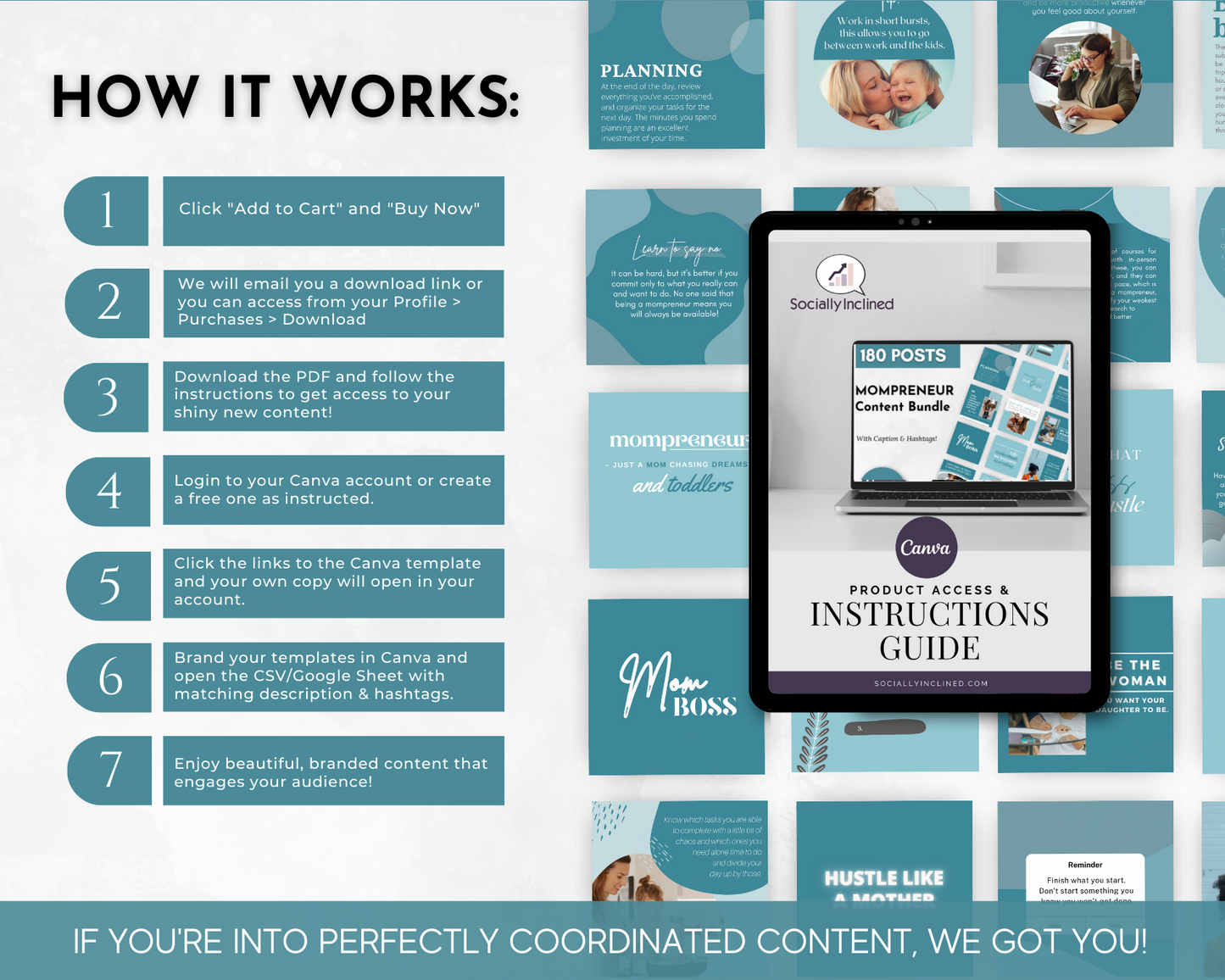 Discover how the Mompreneur Social Media Post Bundle with Canva Templates from Socially Inclined helps busy moms create and share engaging social media images with relevant content. Learn how it works and simplify your social media presence today.