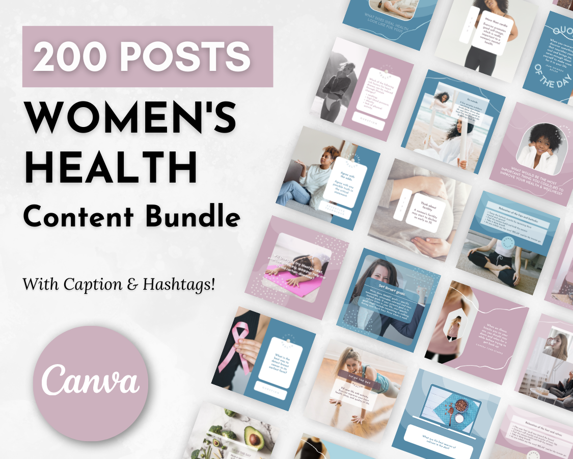 Empowering women with a Women's Health Social Media Post Bundle with Canva Templates by Socially Inclined.
