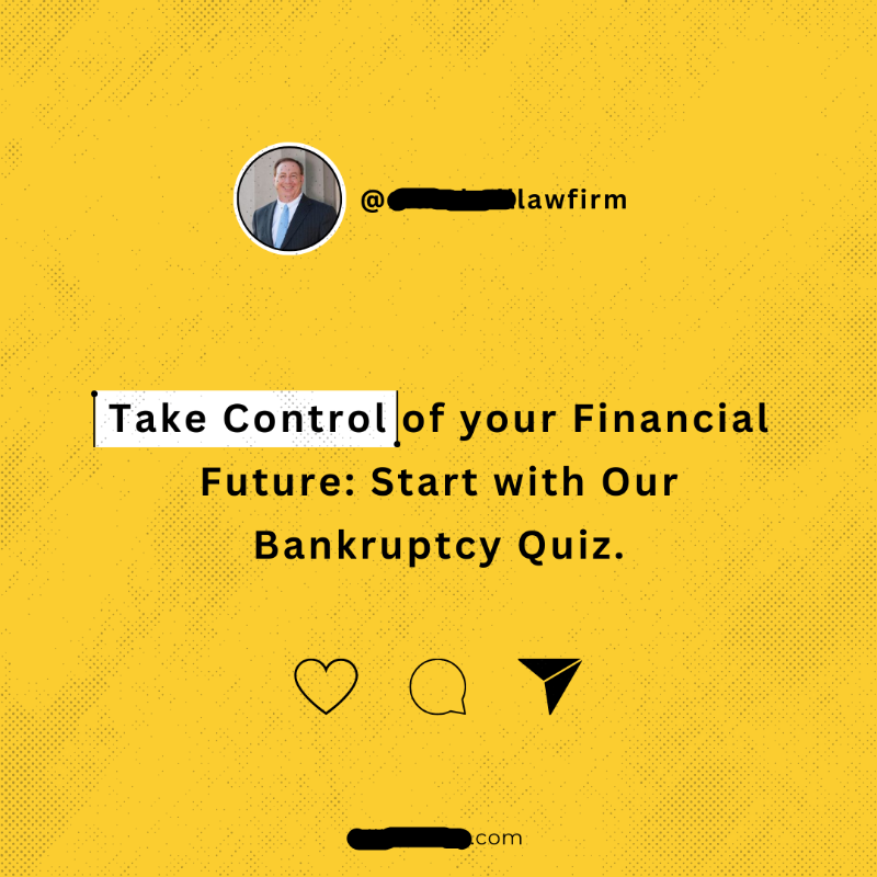 an example of a highly-converting social media graphic for a bankruptcy law firm that captures leads for a custom quiz.