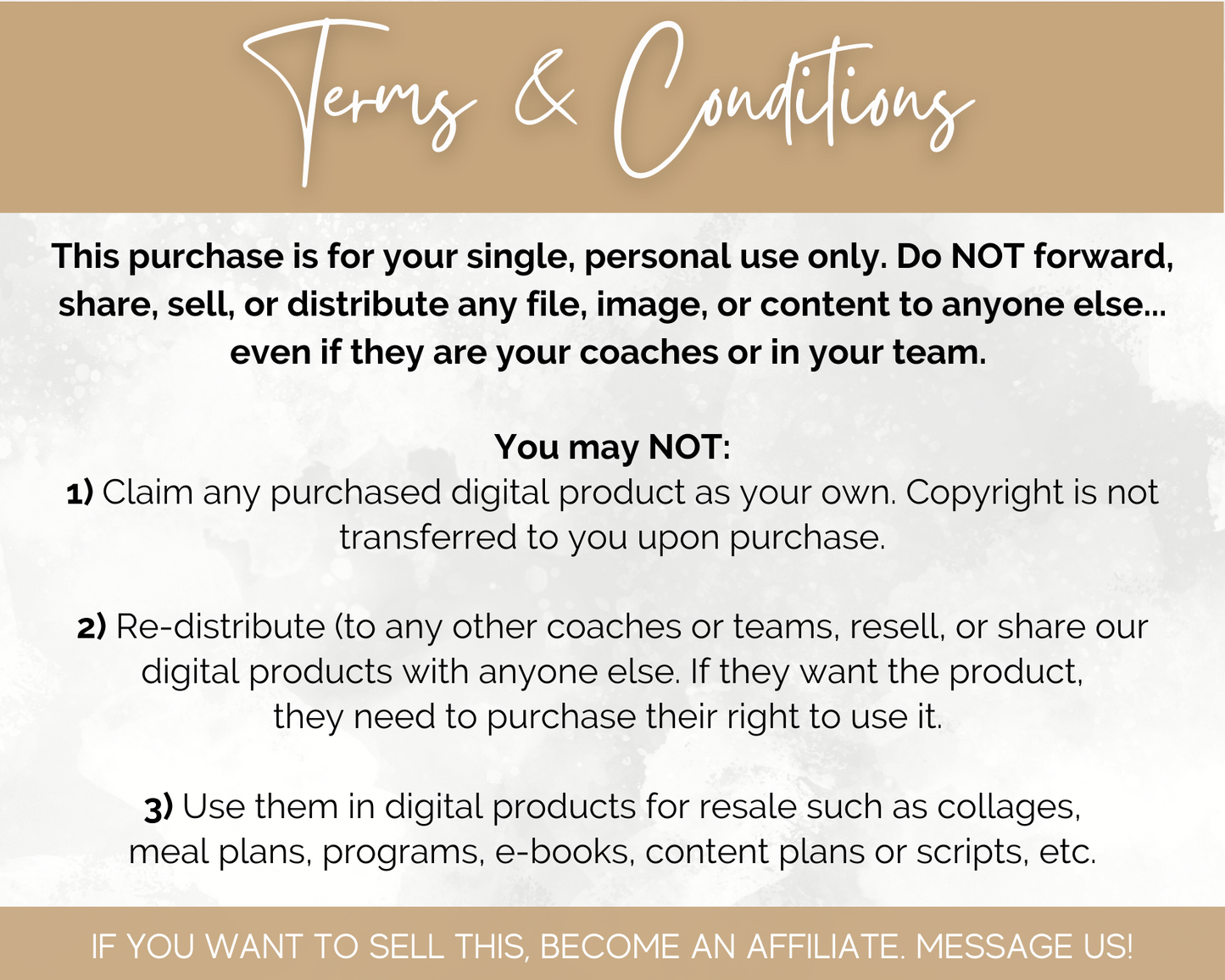 The terms and conditions for the purchase of the TRAVEL Agent's Social Media Post Bundle with Canva Templates, including content guidelines by Socially Inclined.