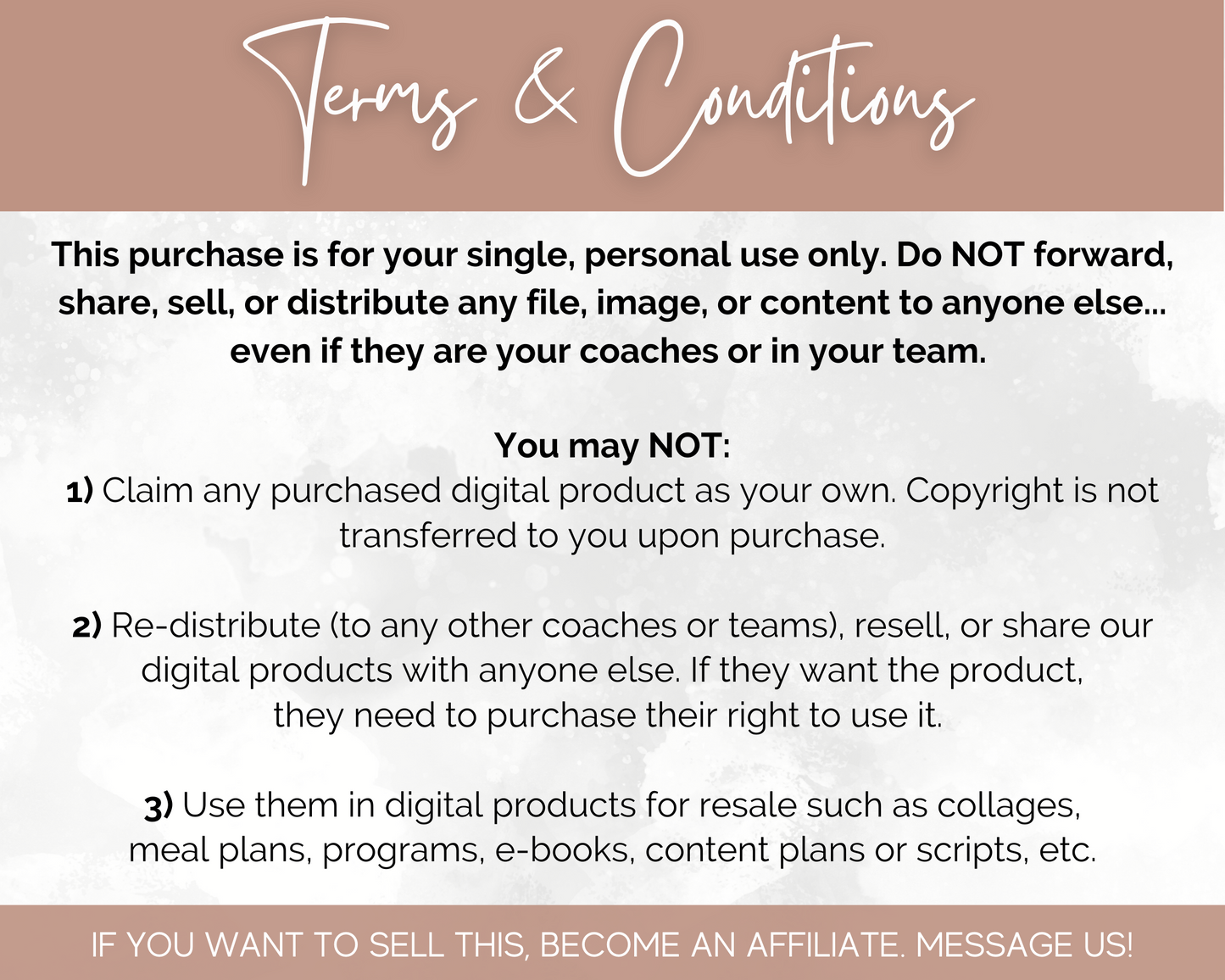 A Socially Inclined Hair & Salon Social Media Post Bundle with Canva Templates featuring the hair salon's terms and conditions.