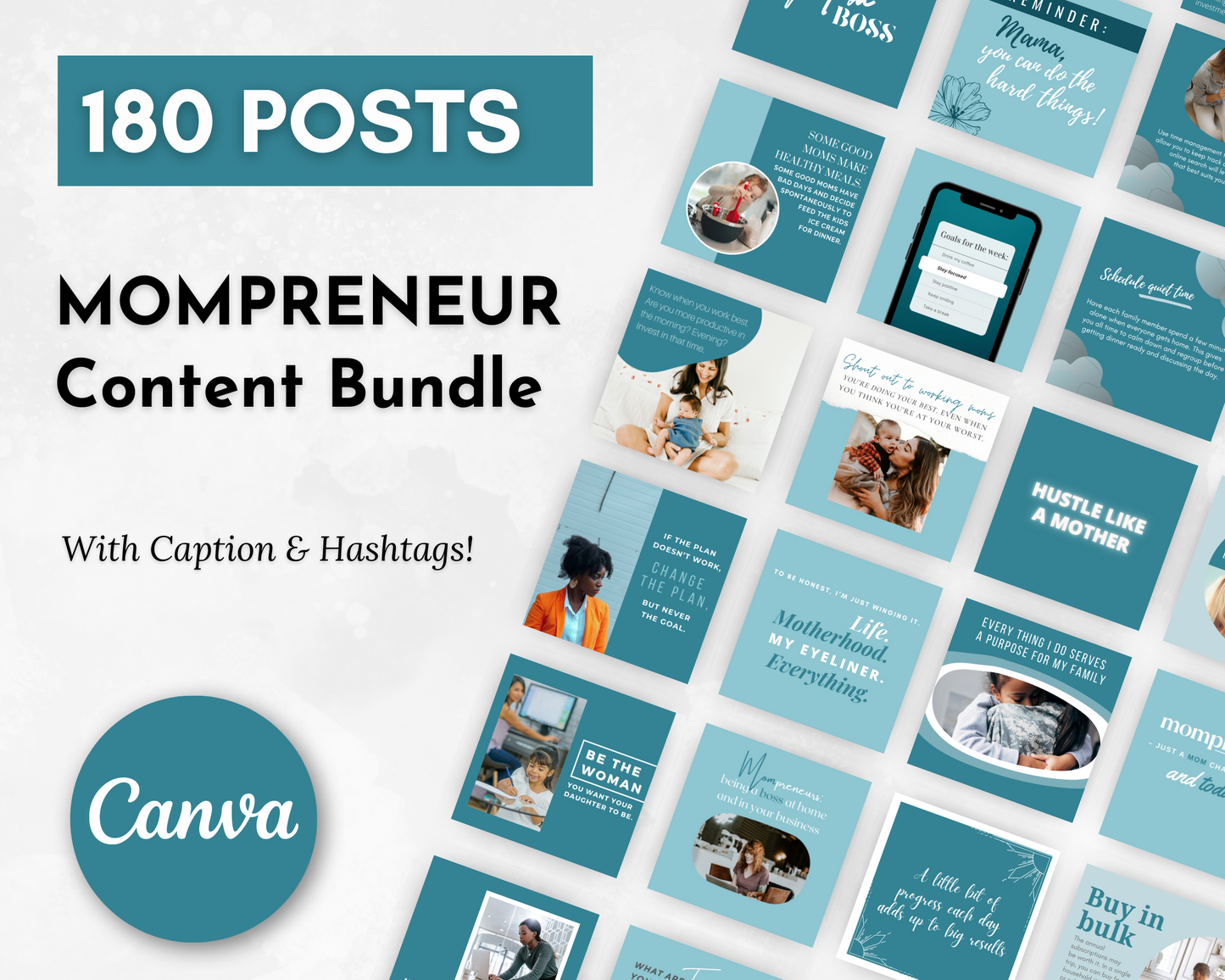 Mompreneur Social Media Post Bundle with Canva Templates