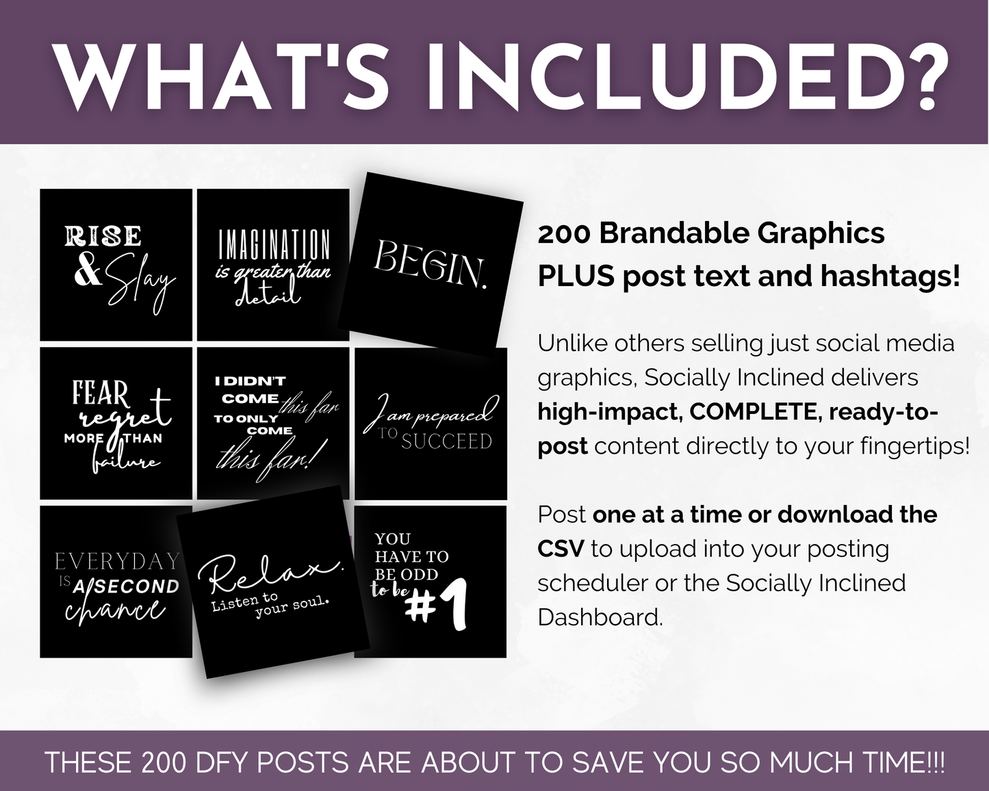 What's included in the Empowering "Girl Boss Style" Social Media Post Bundle with Canva Templates from Socially Inclined?