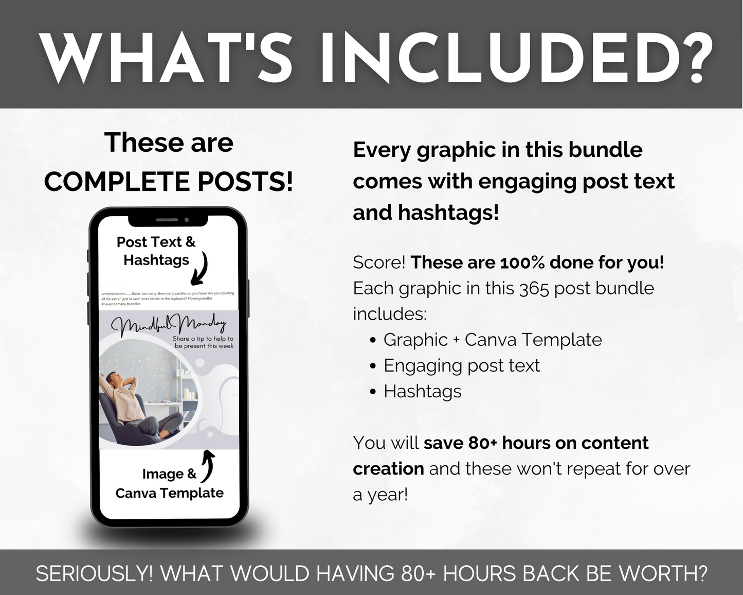 What's included in the Conversation Starters for Social Media Post Bundle with Canva Templates offered by Socially Inclined?