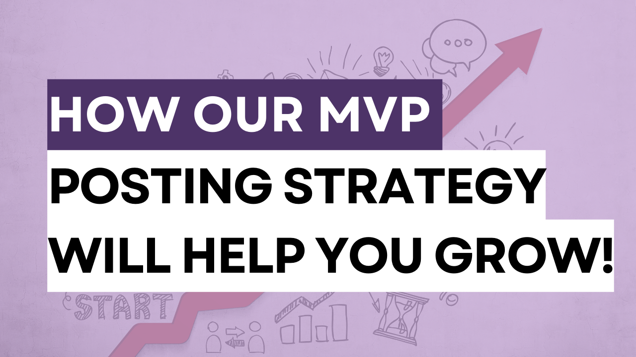 a graphic showing business growth that says "how our mvp social media posting strategy will help you grow!"