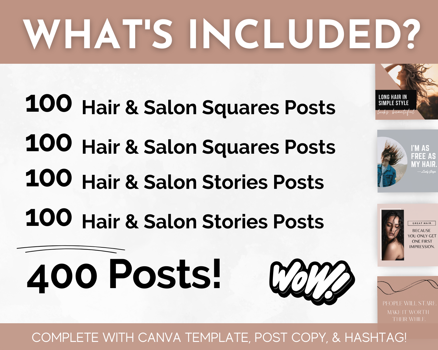 Hair & Salon Social Media Post Bundle with Canva Templates