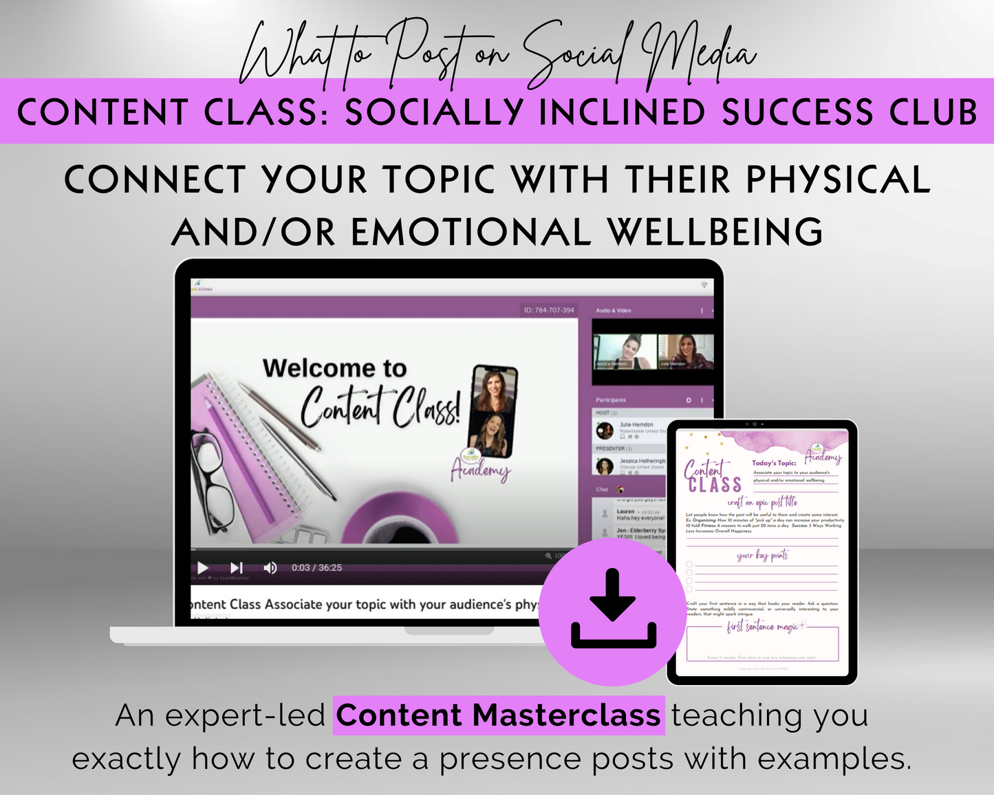 Content Class - Connect your Topic with Their Physical and/or Emotional Wellbeing Masterclass