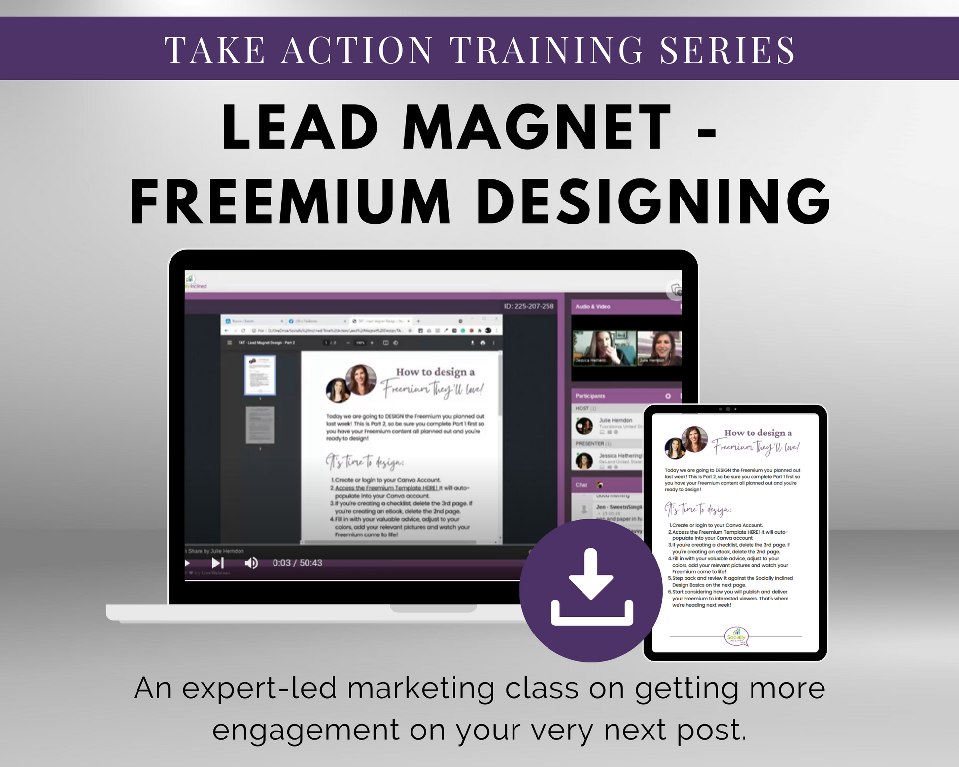 Lead magnet - TAT - Freemium Designing Masterclass. This lead magnet from Get Socially Inclined boasts a fantastic premium design that will leave your audience impressed and eager to engage with what you have to offer. Discover how this visually stunning lead magnet can effectively drive conversions.