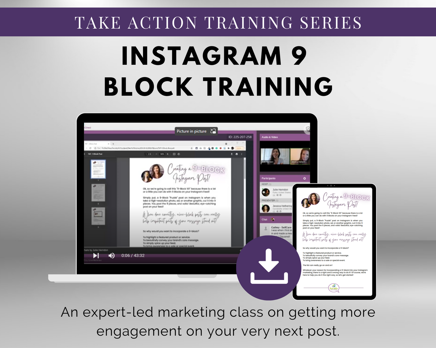 Take action training for Instagram with the TAT - Instagram 9 Block Training Masterclass by Get Socially Inclined.