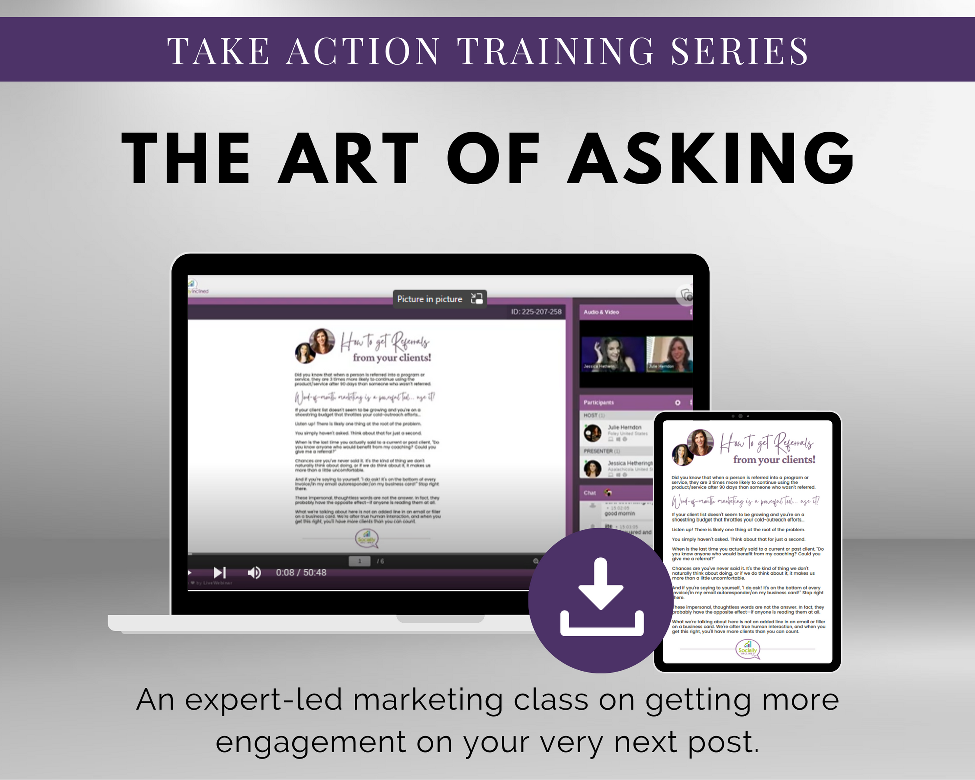 Take Get Socially Inclined's TAT - The Art of Asking Masterclass training series.