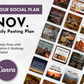 Your November Daily Posting Plan - Your Social Plan by Get Socially Inclined includes content creation and audience engagement.
