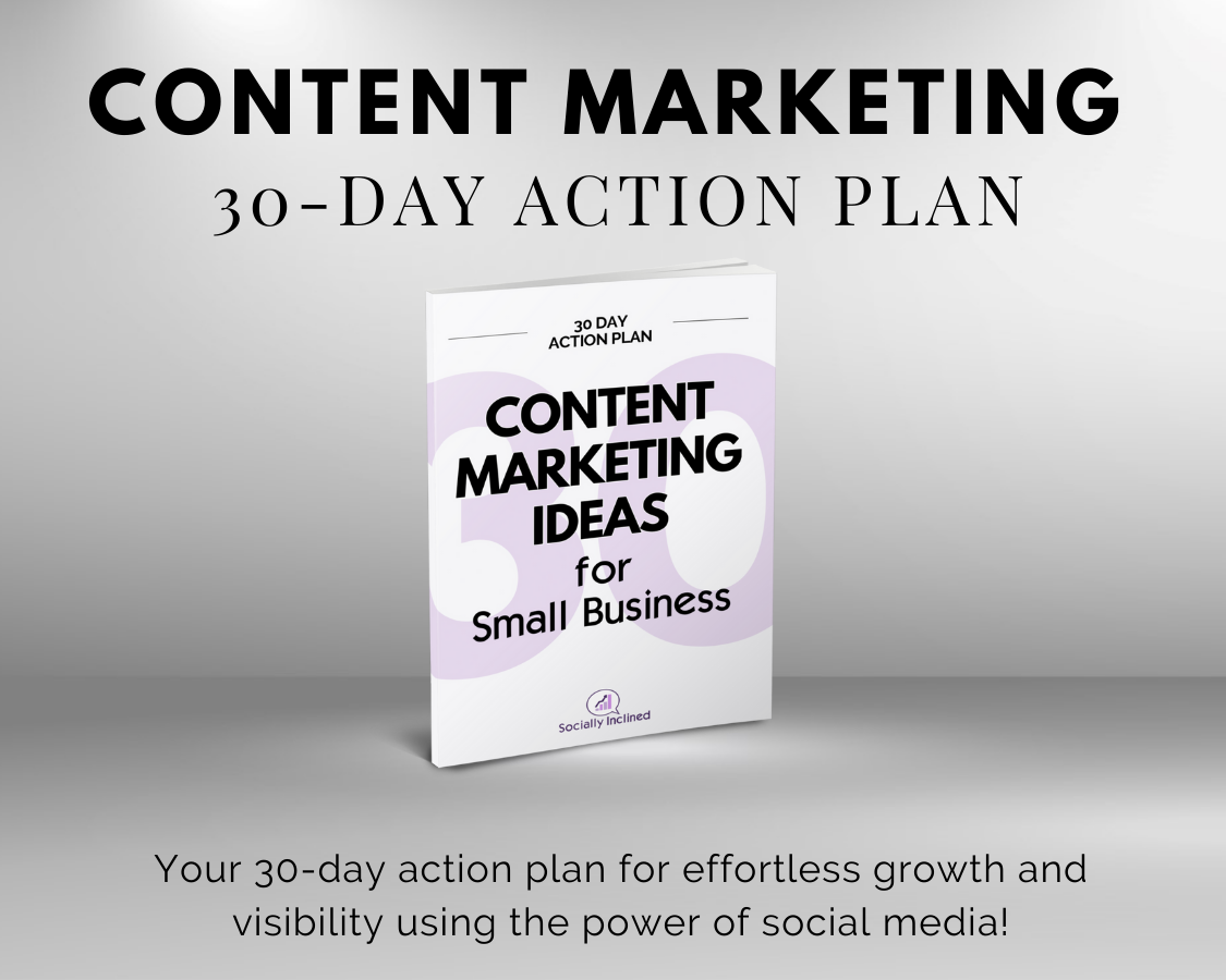 Get Socially Inclined's "30 Days of Content Marketing Ideas for Small Business" action plan.