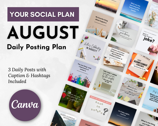 AUGUST Daily Posting Plan - Your Social Plan