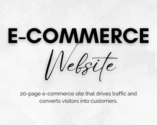 Text reads: "Socially Inclined's Premium E-Commerce Website Design Package. A 20-page, SEO-optimized and mobile-friendly e-commerce site designed to boost traffic and convert visitors into customers.