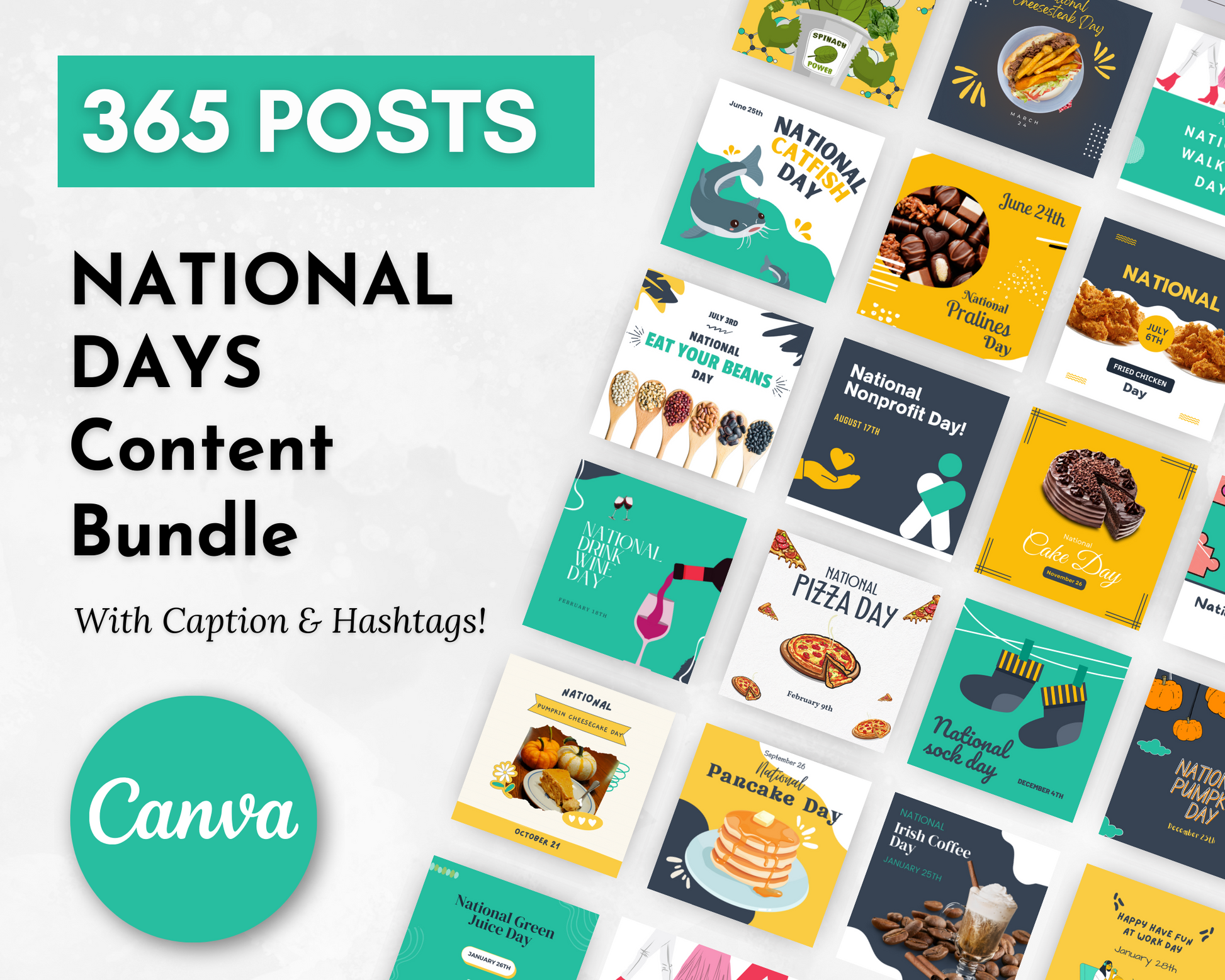 Social media marketing with a National Days Social Media Post Bundle with Canva Templates for enhanced customer engagement by Socially Inclined.