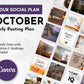 A collage of square images highlighting the October Daily Posting Plan - Your Social Plan by Get Socially Inclined for daily 2025 social media posts.