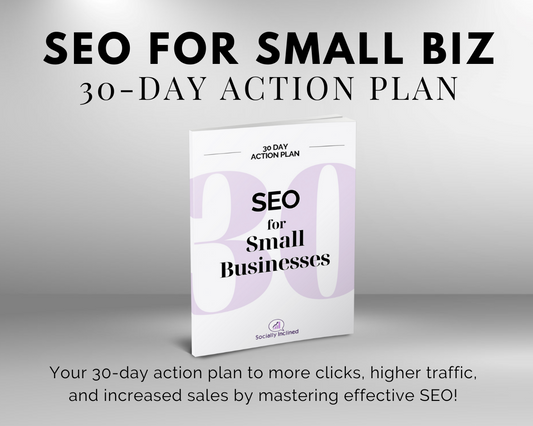 30-day SEO action plan to improve small business online presence.
Product Name: SEO for Small Businesses 30-Day Action Plan
Brand Name: Get Socially Inclined