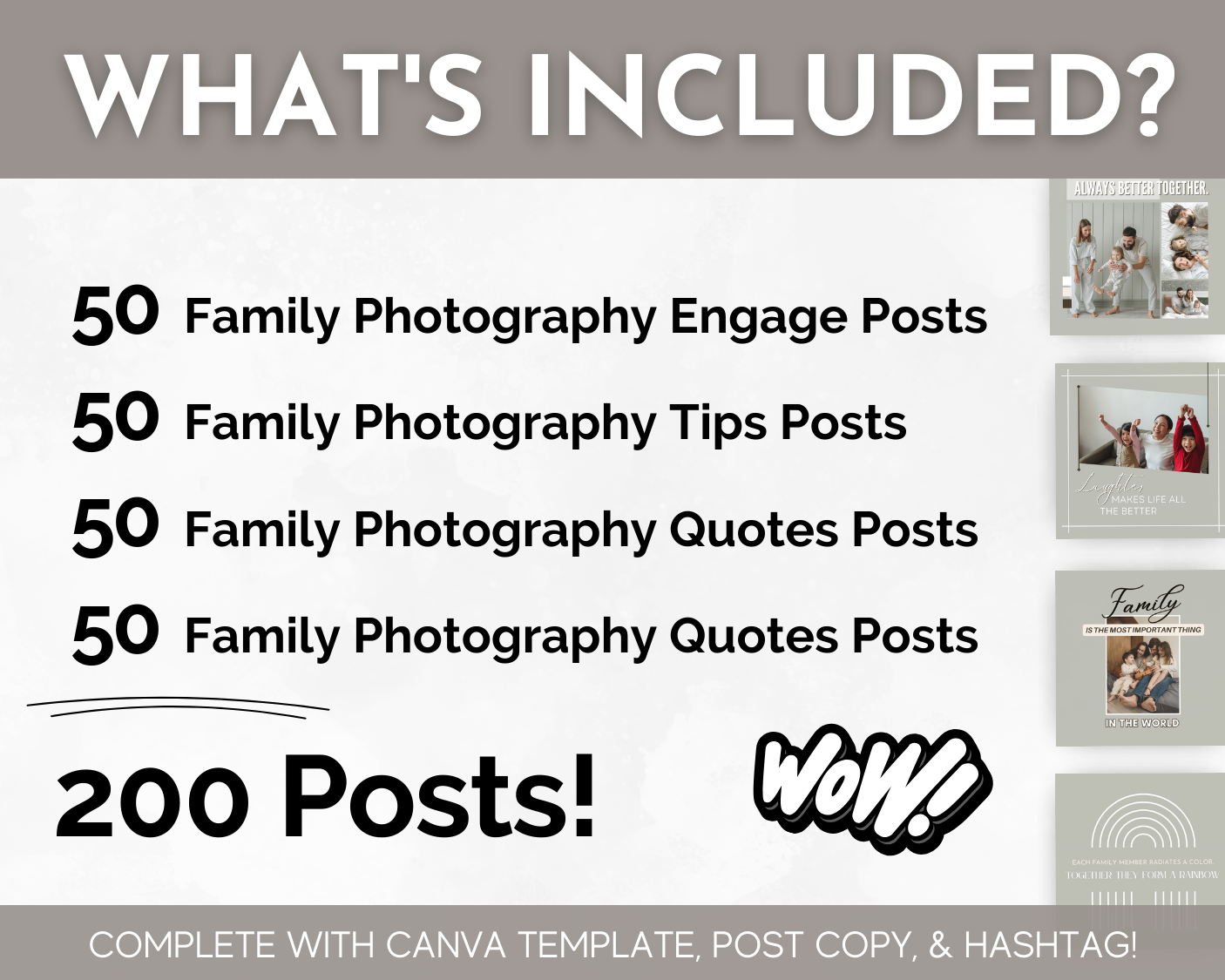 Family Photography Social Media Post Bundle with Canva Templates