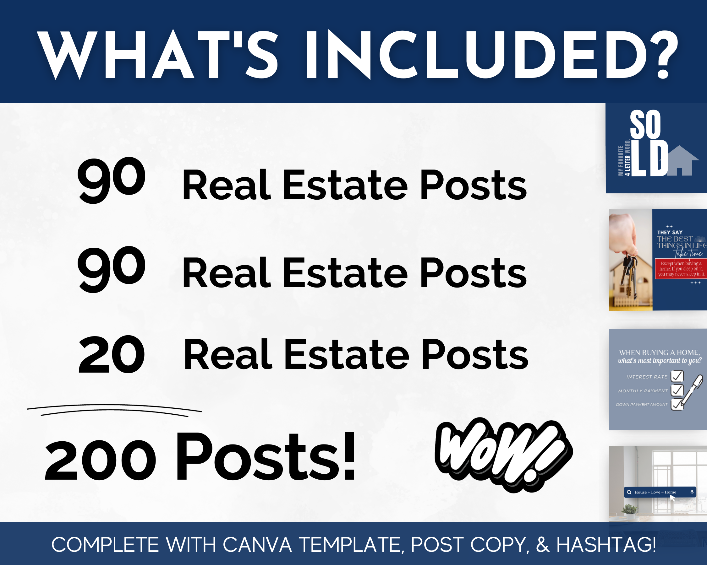 Socially Inclined's Real Estate Social Media 200 Post Bundle - With Canva Templates typically includes content related to the real estate industry on social media platforms.