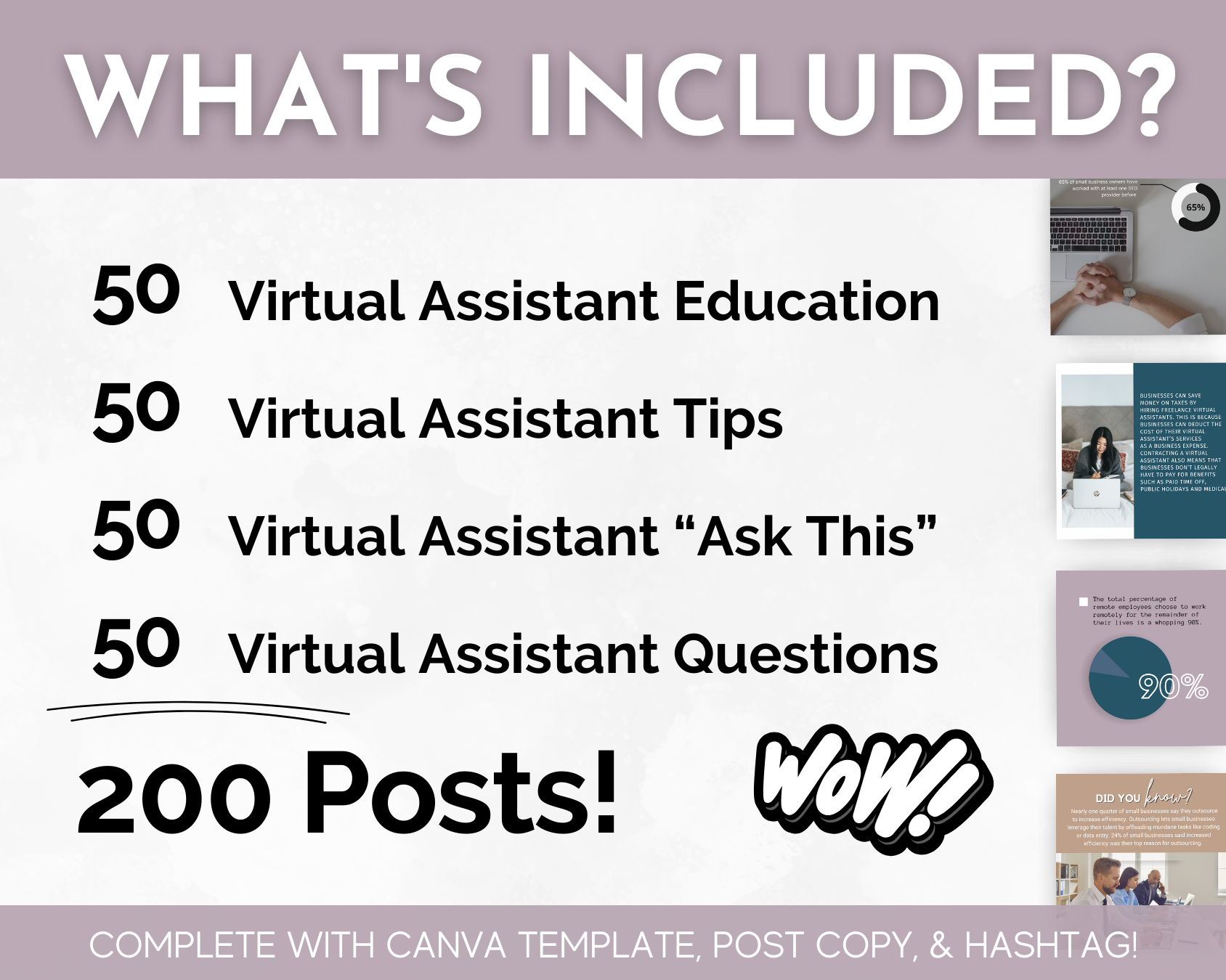 What's included in the Socially Inclined Virtual Assistant Social Media Post Bundle with Canva Templates education package?.