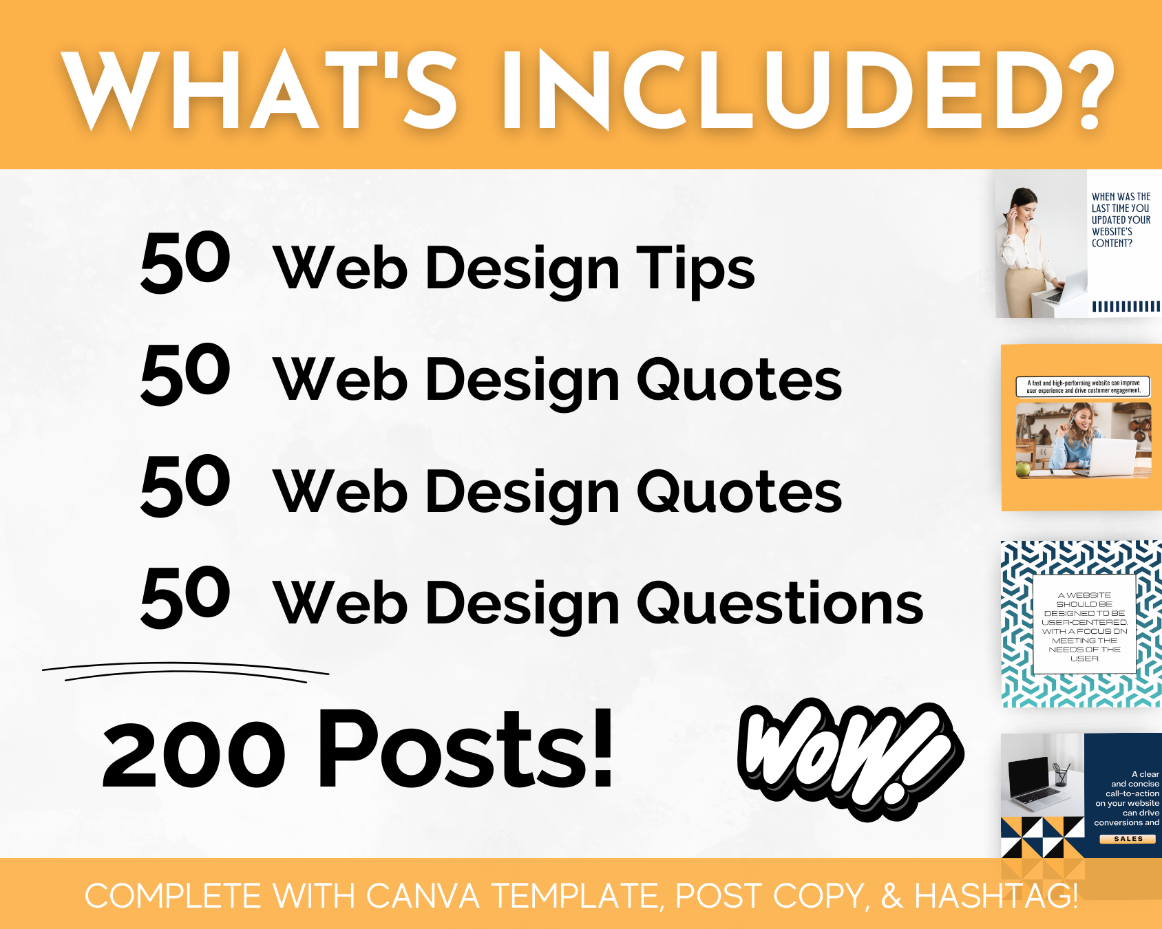 What's included in the Web Design Social Media Post Bundle with Canva Templates and SEO from Socially Inclined?