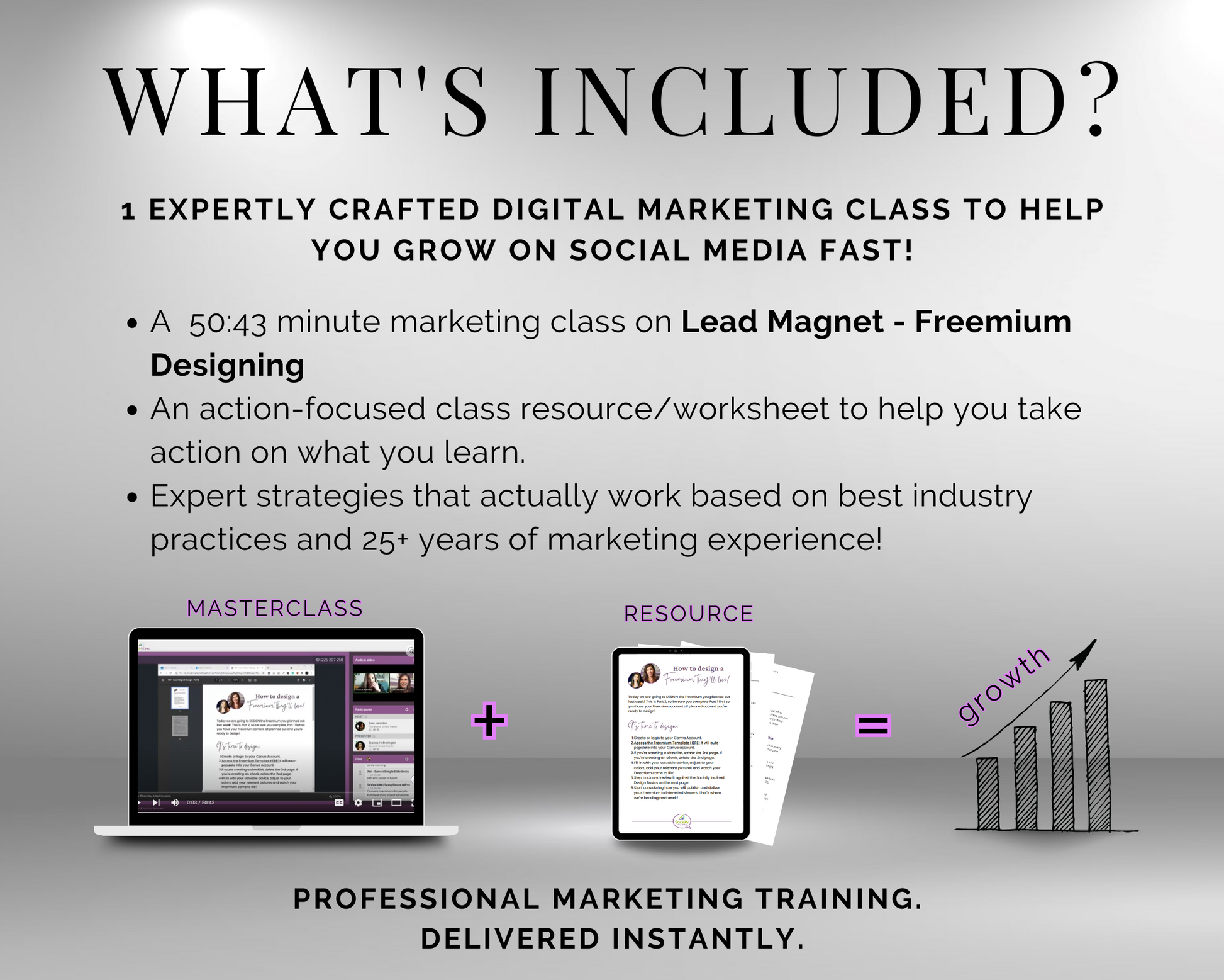 What's included in the TAT - Lead Magnet - Freemium Designing Masterclass by Get Socially Inclined?