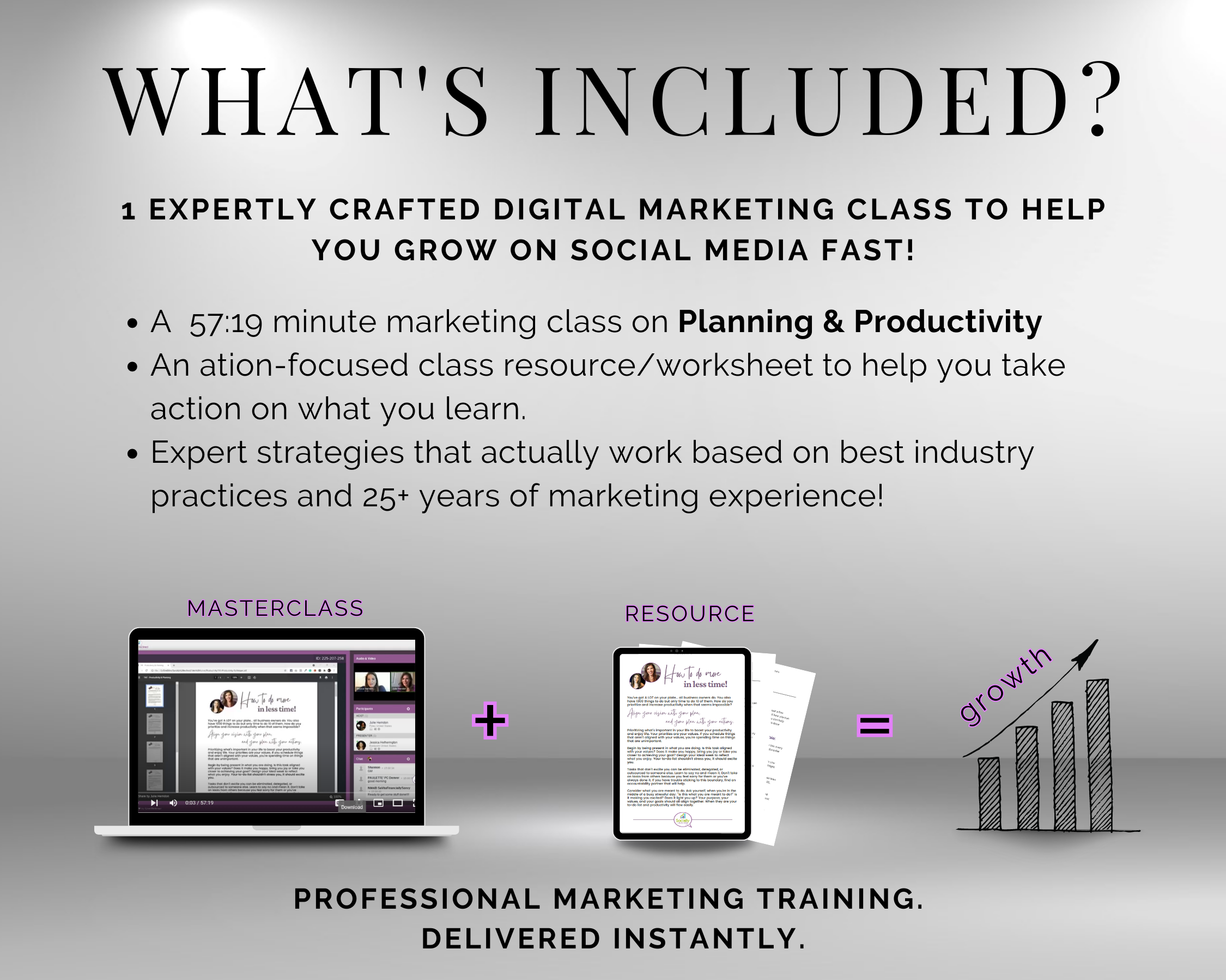 The TAT - Planning & Productivity Masterclass by Get Socially Inclined is included in the class curriculum for digital marketing, which encompasses the essential techniques and strategies used to drive online success.