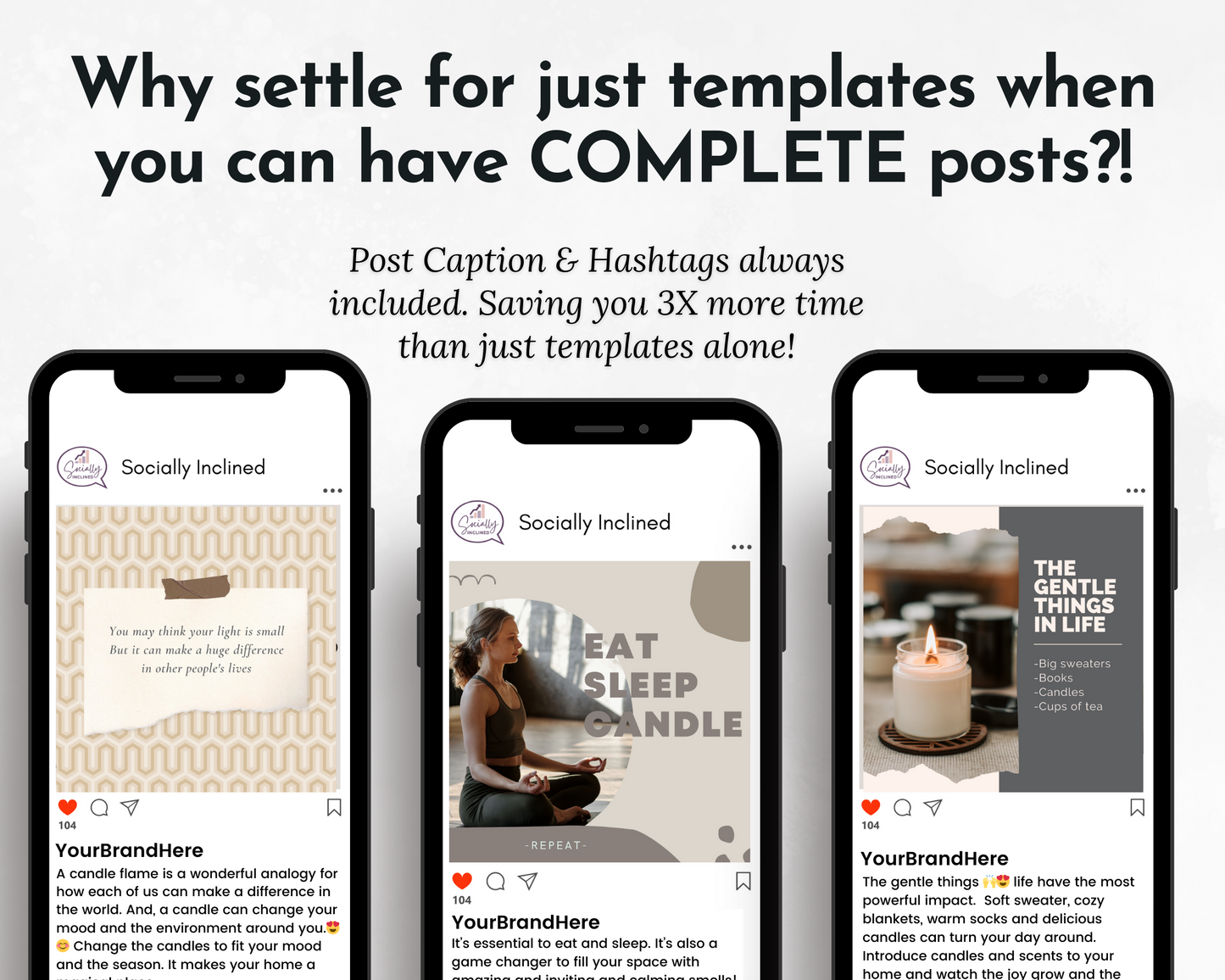 Why use Socially Inclined's Candles & Scents Social Media Post Bundle with Canva Templates just for social media when you have complete post with scents.