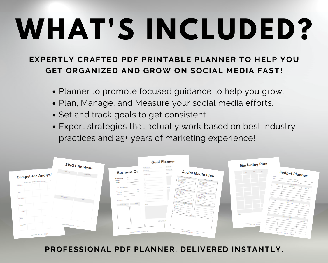 A printable Get Socially Inclined Small Business Planner perfect for Entrepreneurs and Startups.