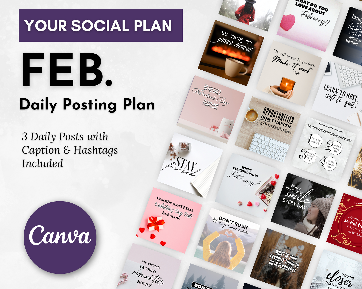 Your Get Socially Inclined February Daily Posting Plan - Your Social Plan for social media growth and engagement.