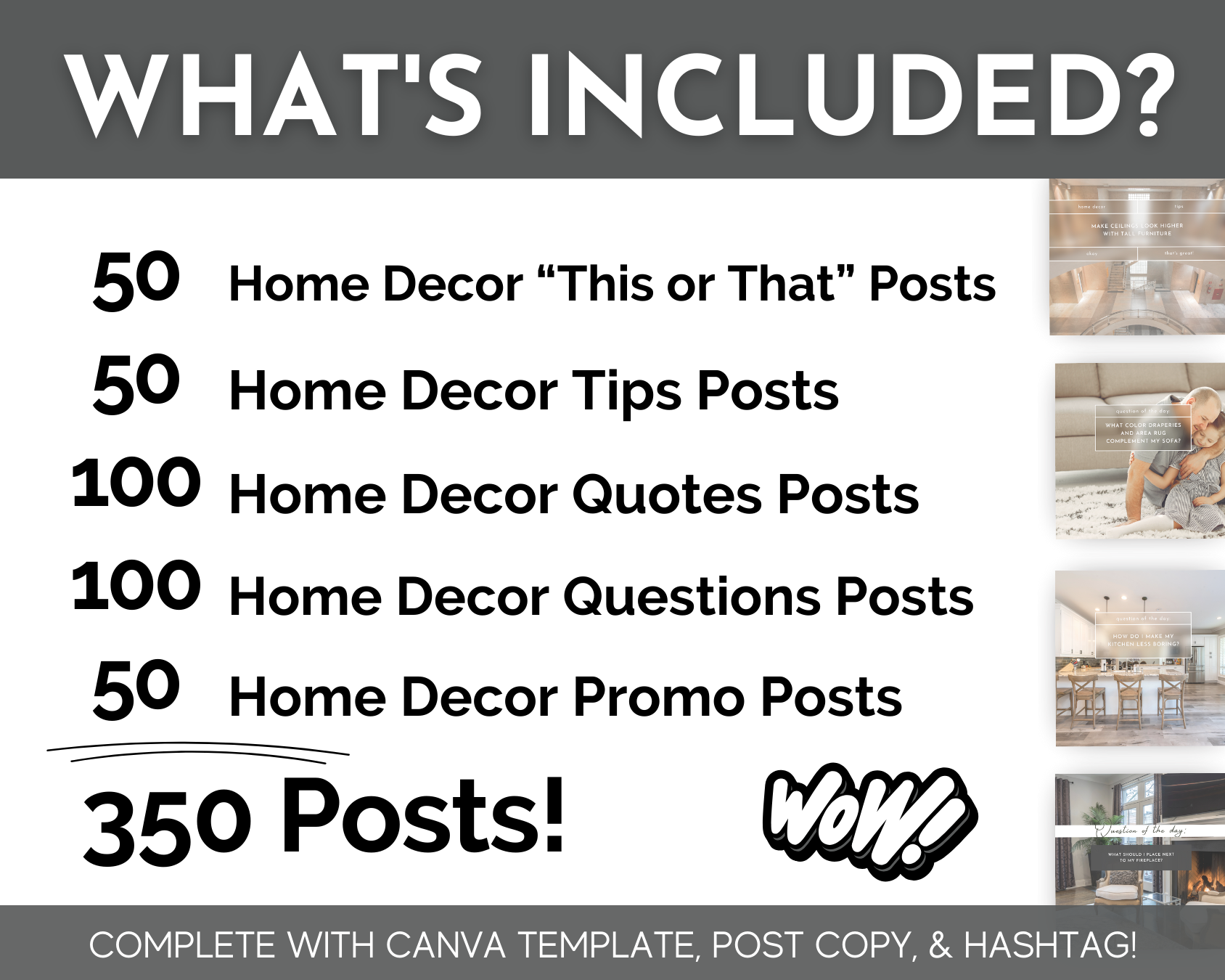 Home Decor Social Media Post Bundle with Canva Templates